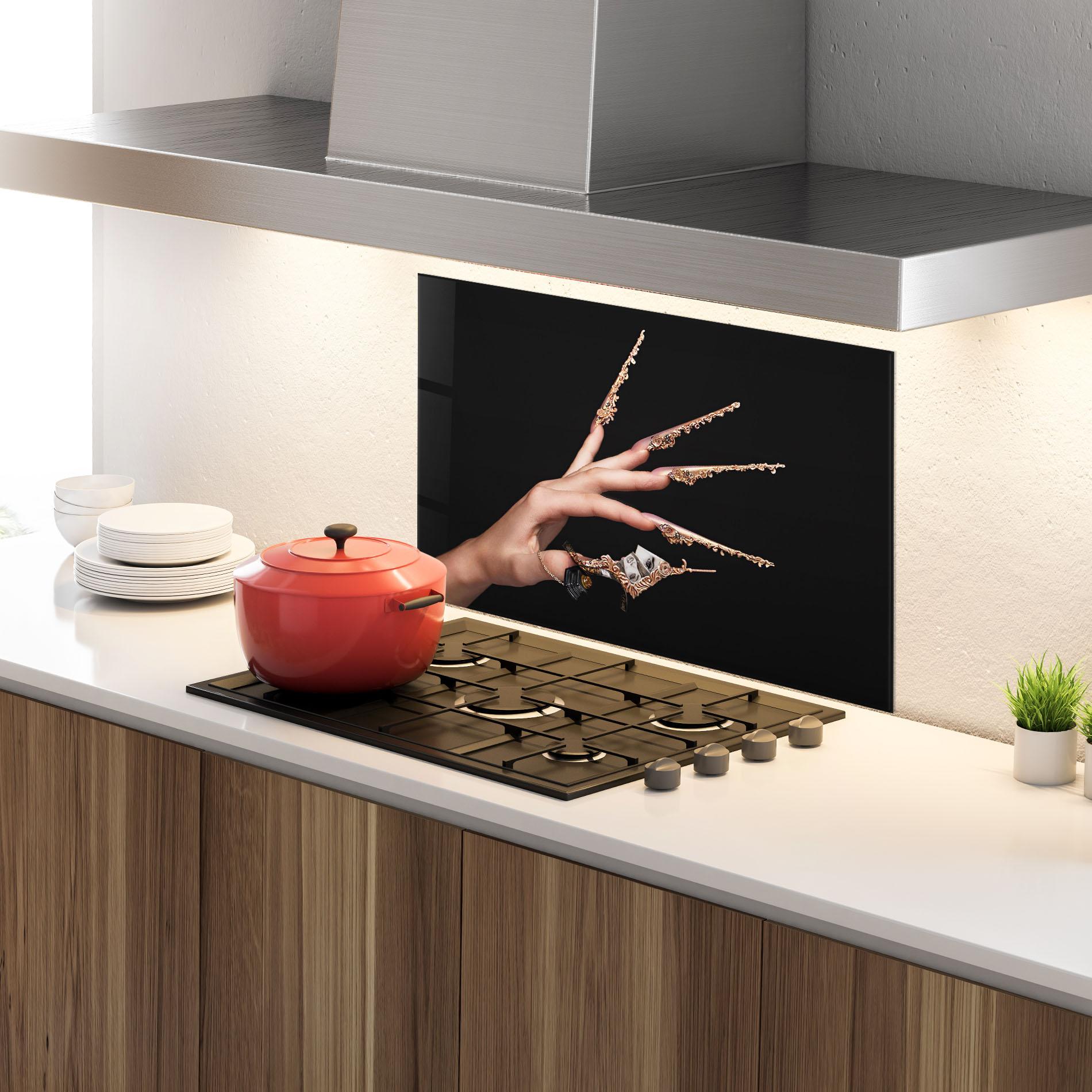 Küchenrückwand Glas Creative Manicure mockup 4
