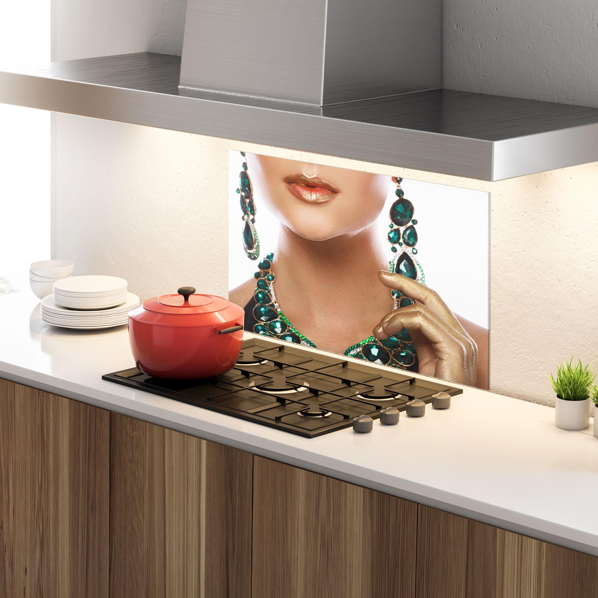 Küchenrückwand Glas Green Accessory mockup 4
