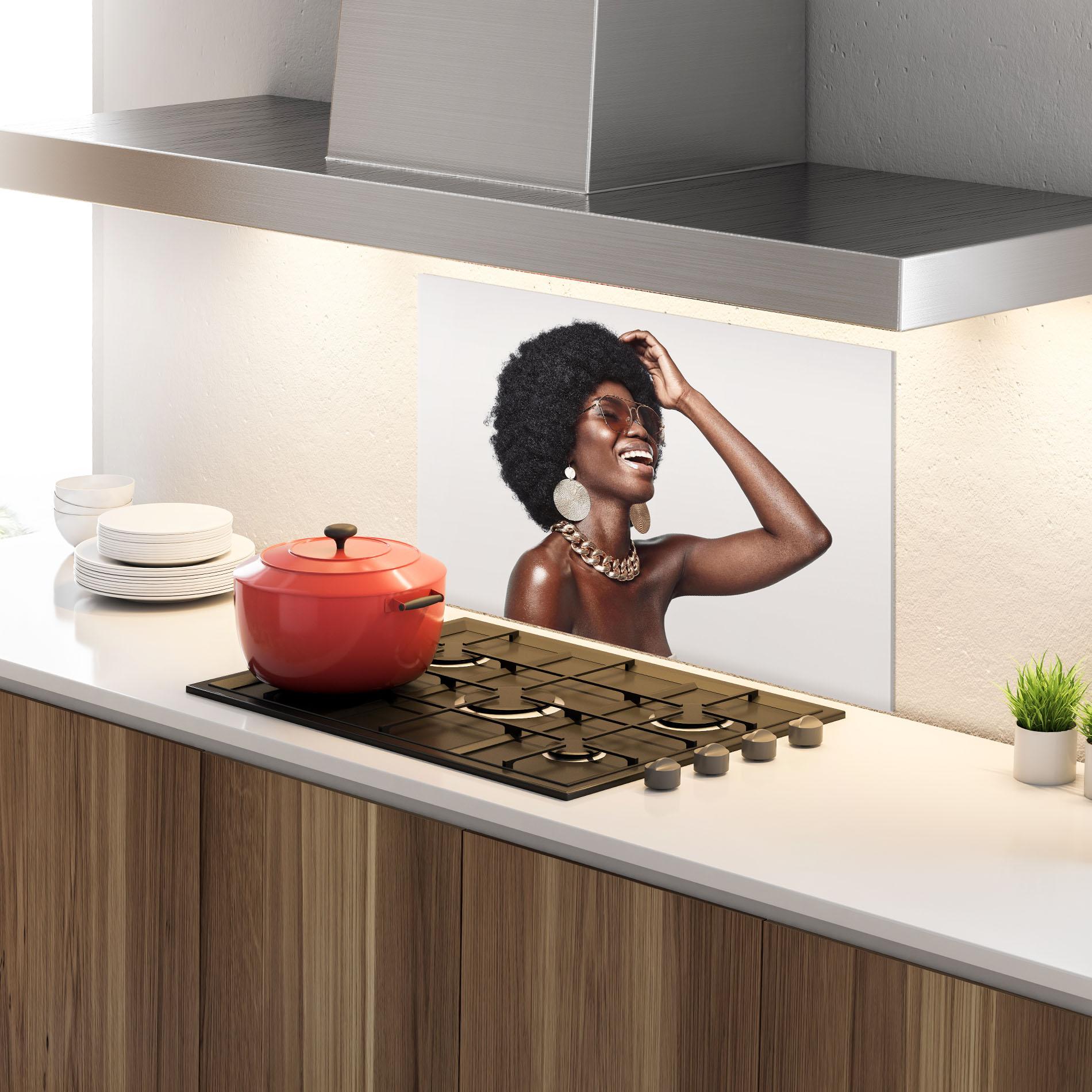 Küchenrückwand Glas Nice Gold Accessory mockup 4