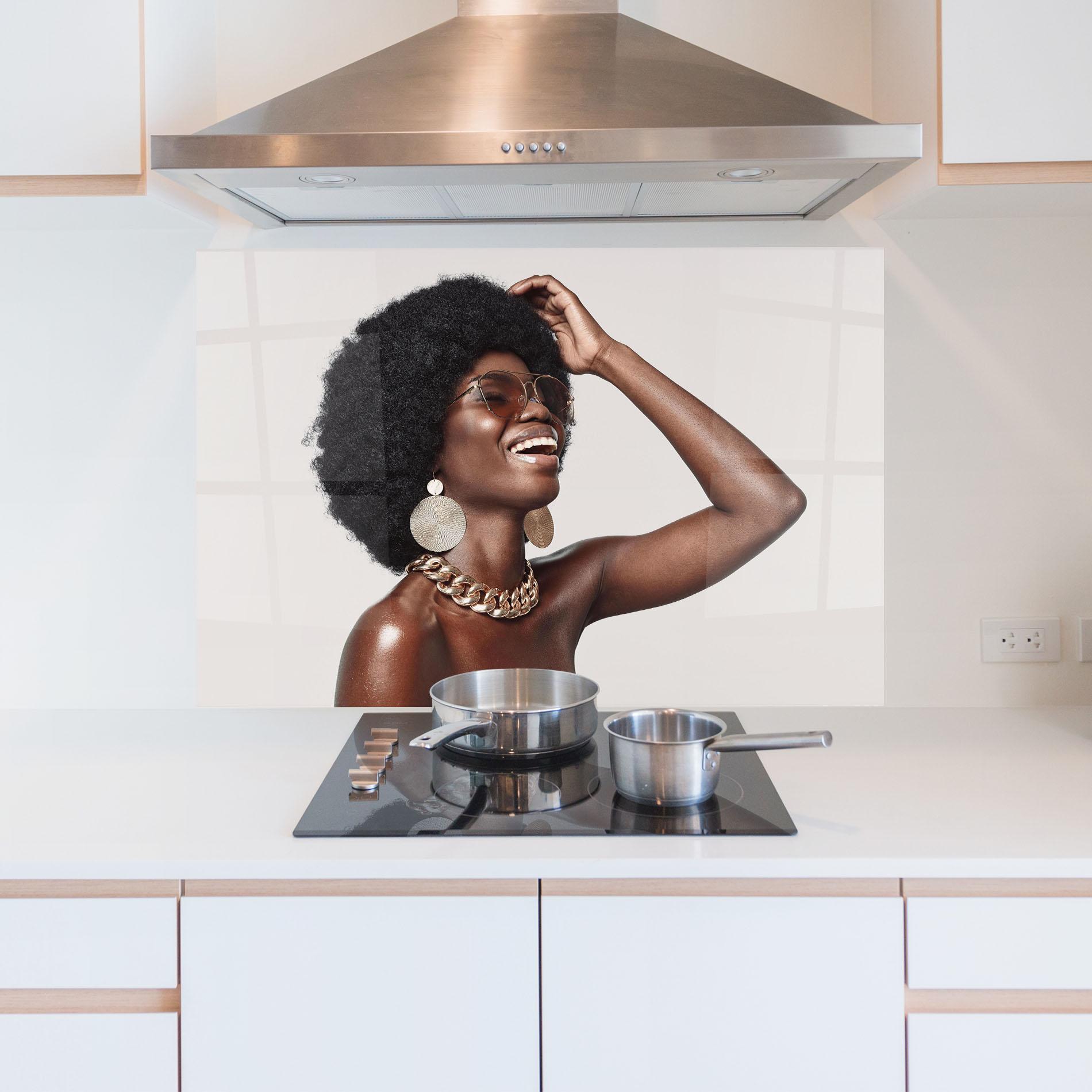 Küchenrückwand Glas Nice Gold Accessory mockup 5