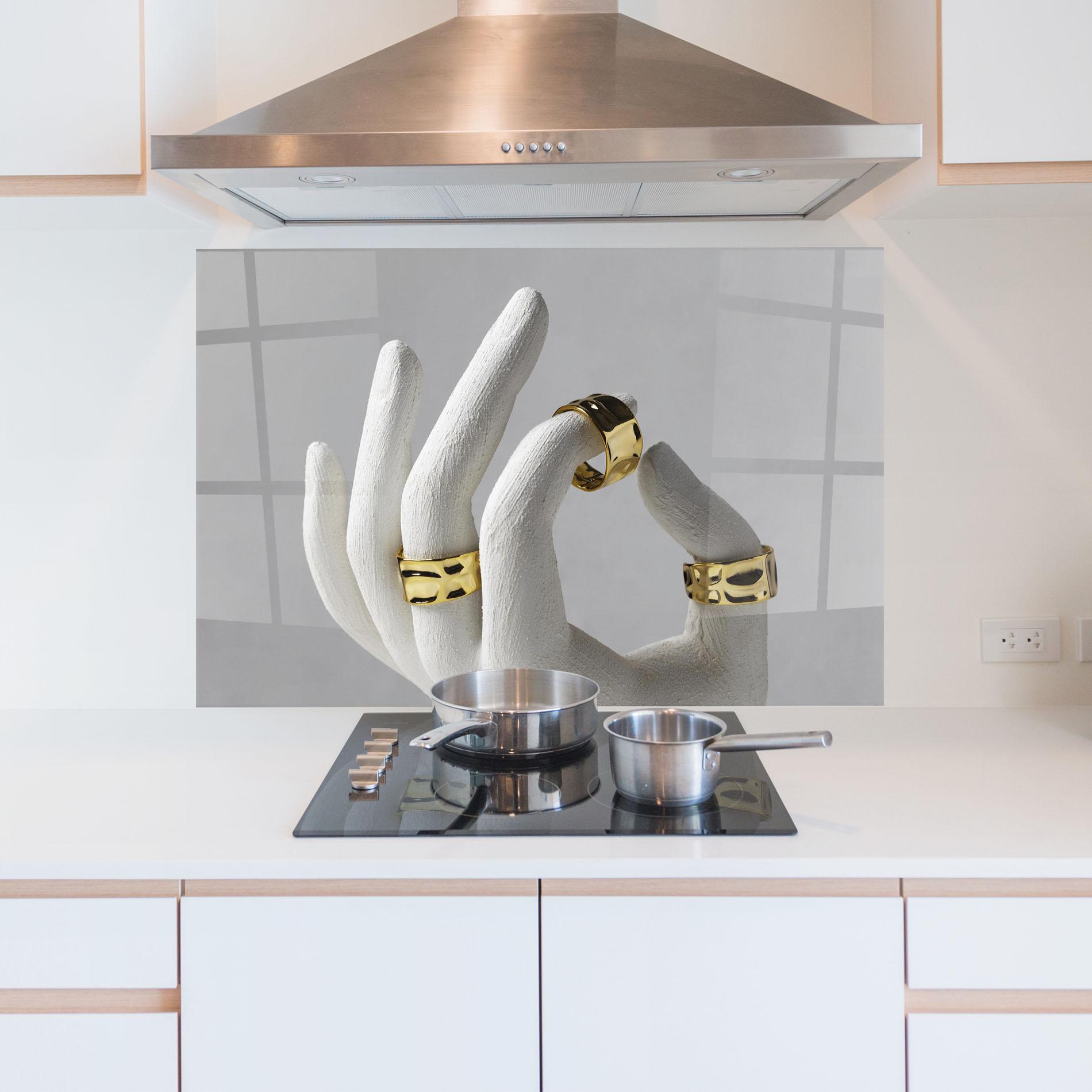 Küchenrückwand Glas Stand Display Rings mockup 5