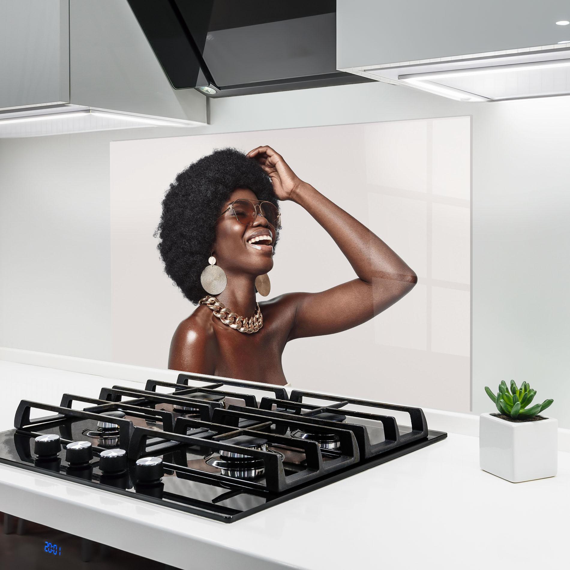 Küchenrückwand Glas Nice Gold Accessory mockup 6