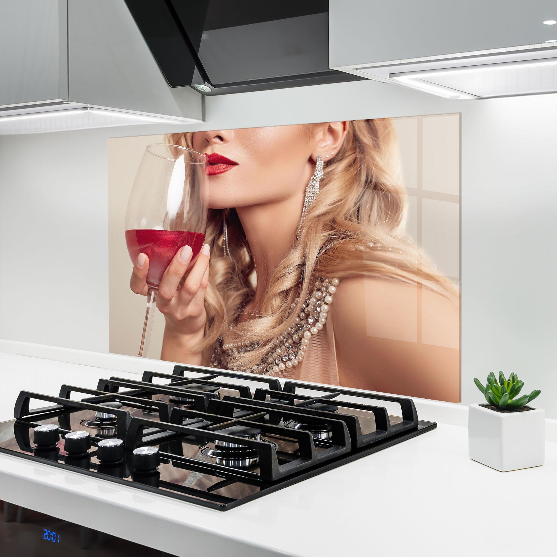 Küchenrückwand Glas Pretty Accessory And Wine mockup 6