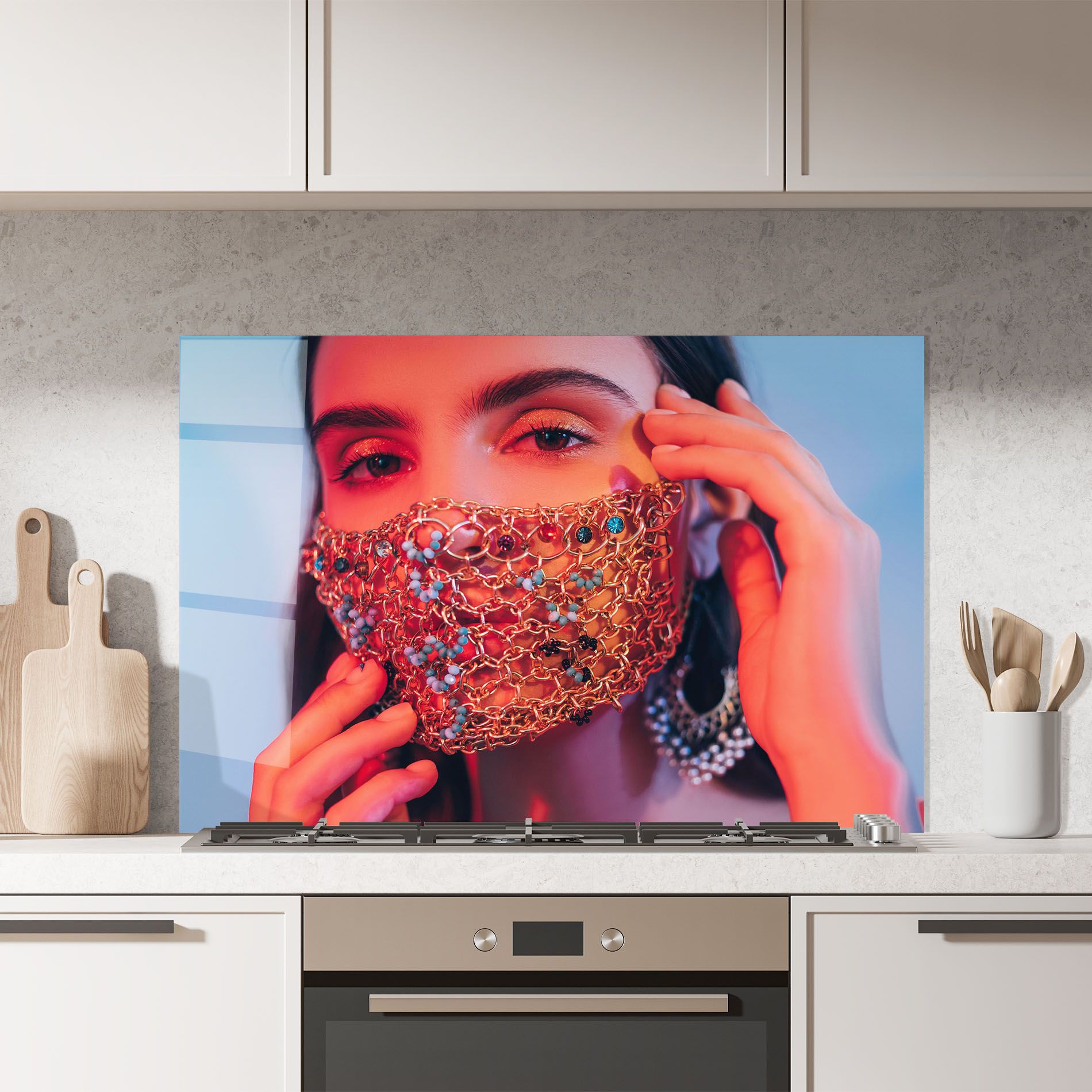 Gold Chain Face Mask mockup 7