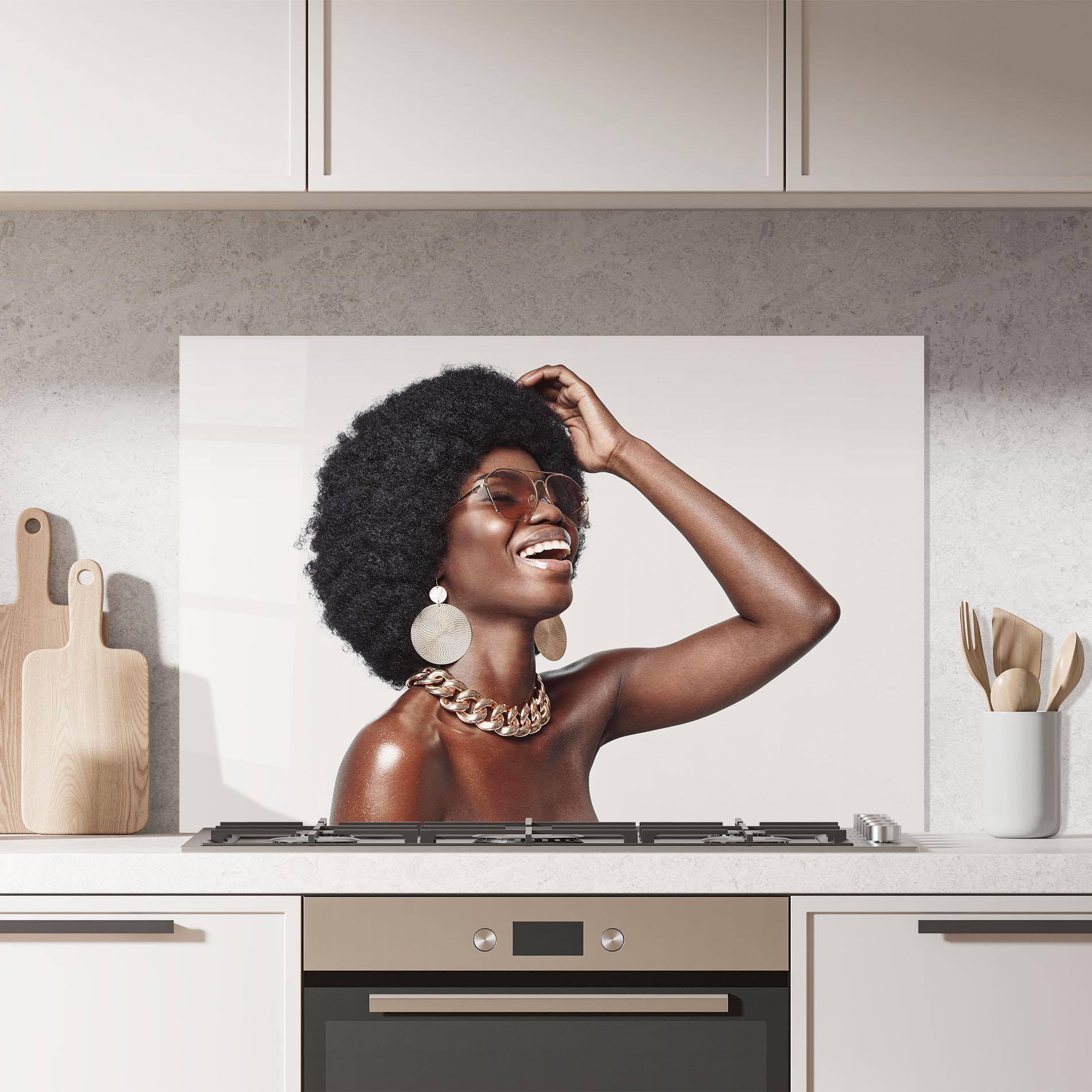 Küchenrückwand Glas Nice Gold Accessory mockup 7