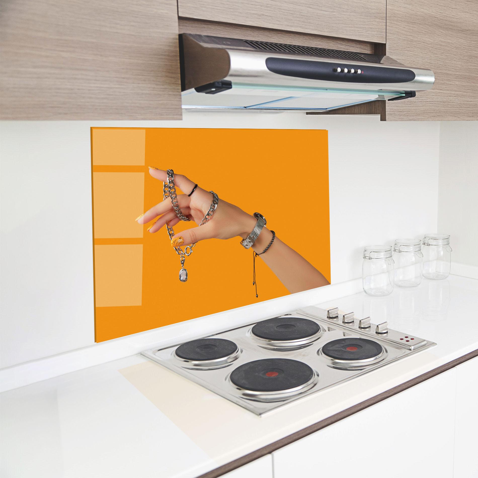 Küchenrückwand Glas Silver Accessory mockup 8