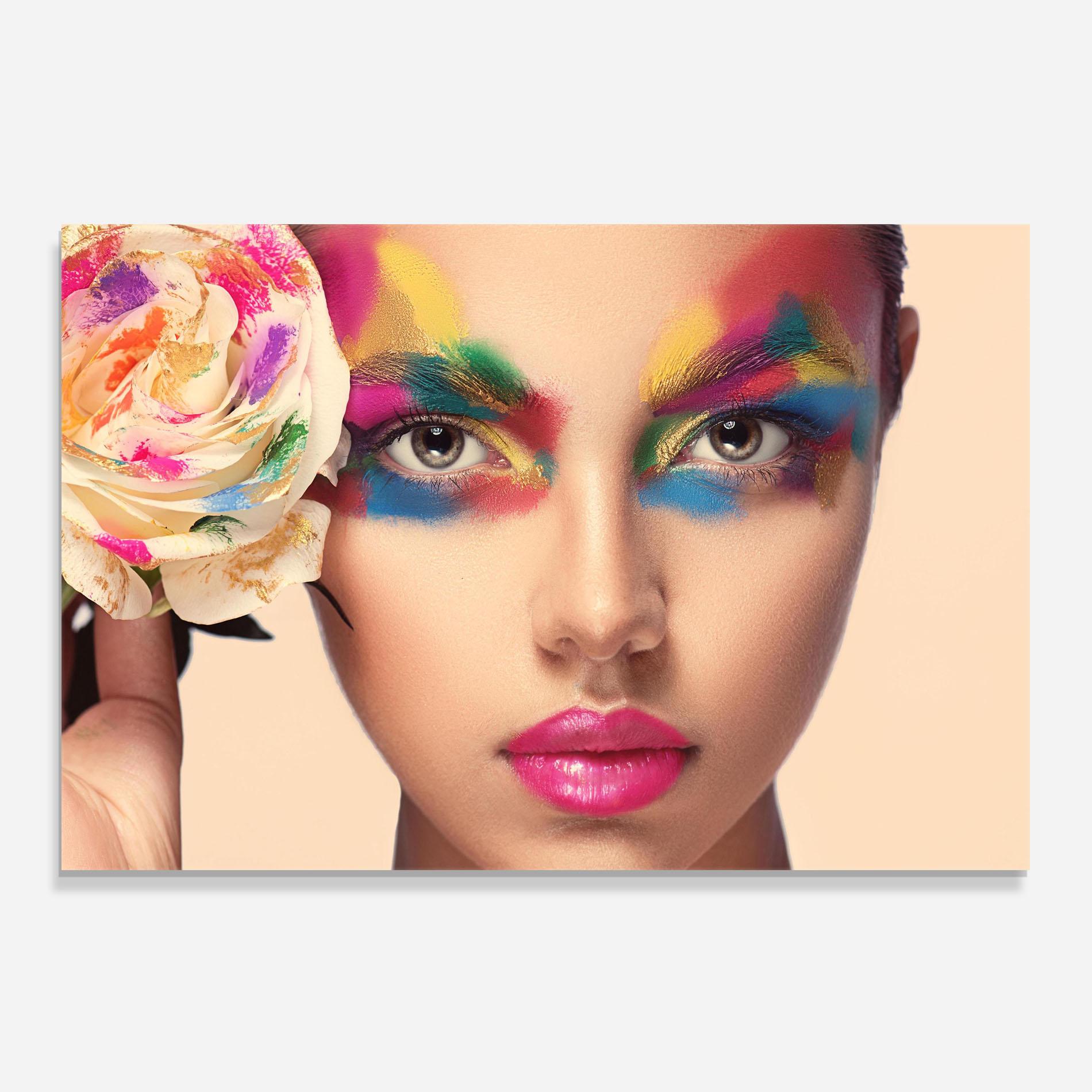 Küchenrückwand Glas Colorful Makeup Girl mockup 0