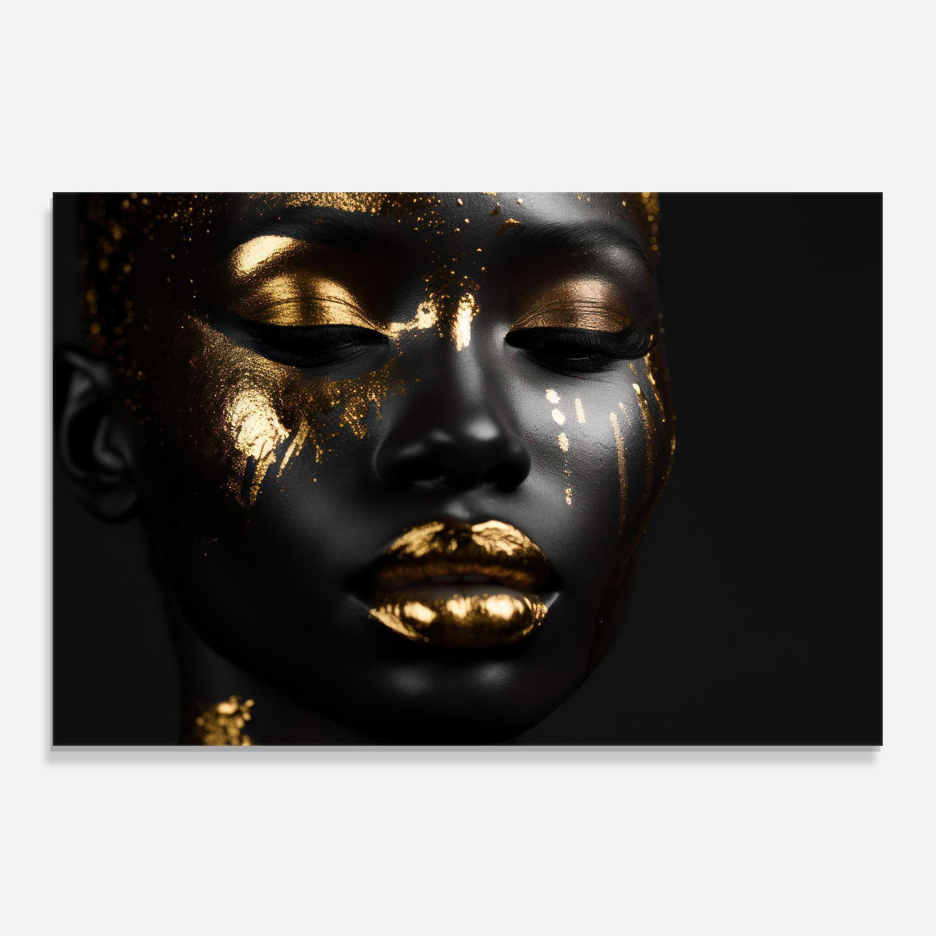 Küchenrückwand Glas Gold Eyes Makeup mockup 0