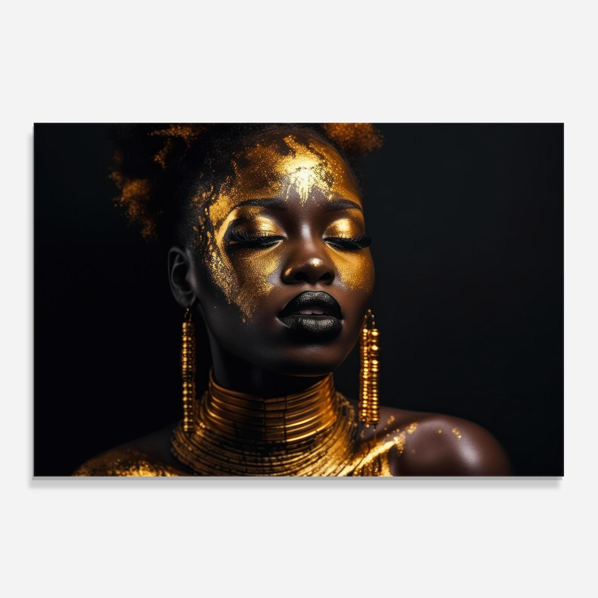 Küchenrückwand Glas Gold Makeup Black Lips mockup 0