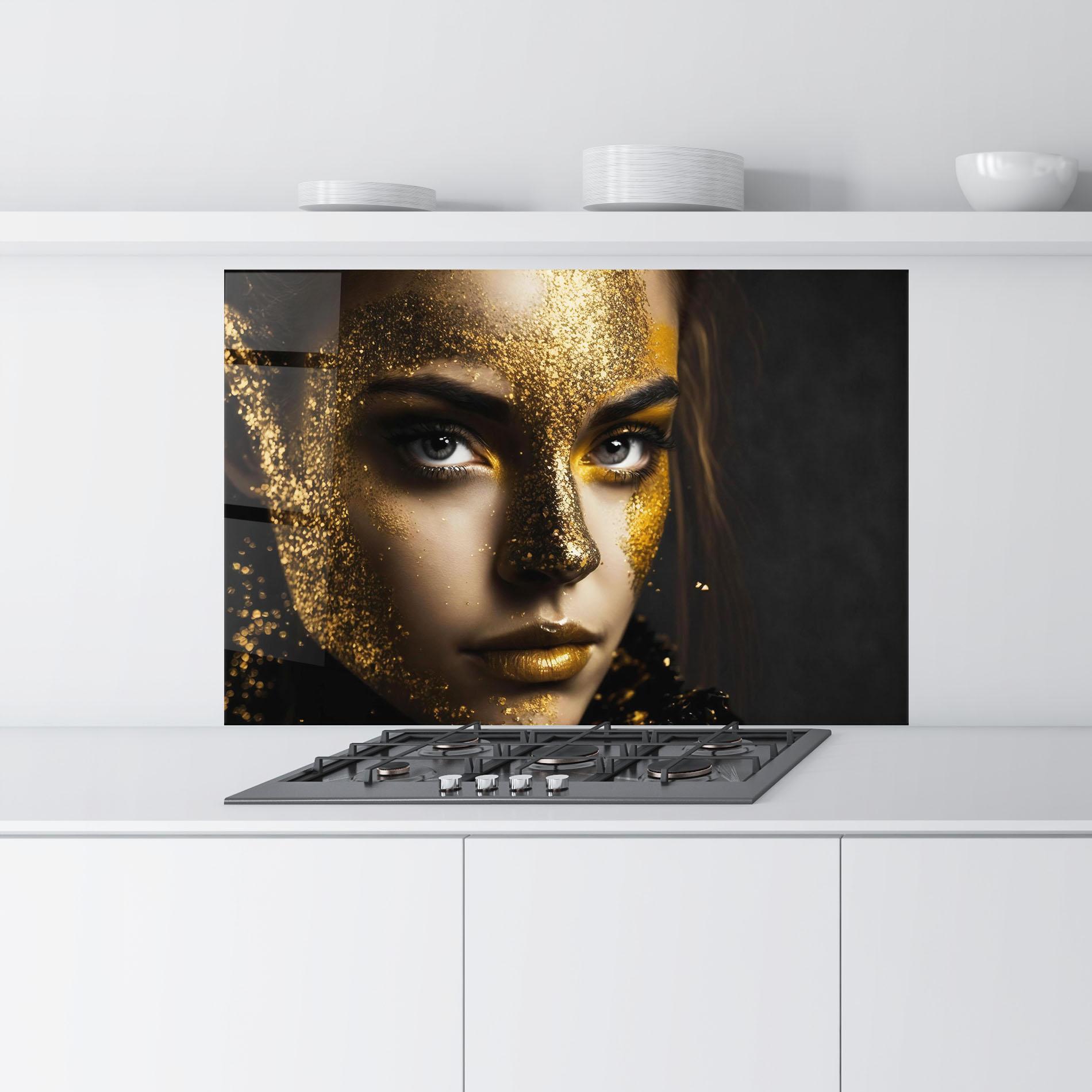 Küchenrückwand Glas Grey Cat Eye Makeup mockup 9