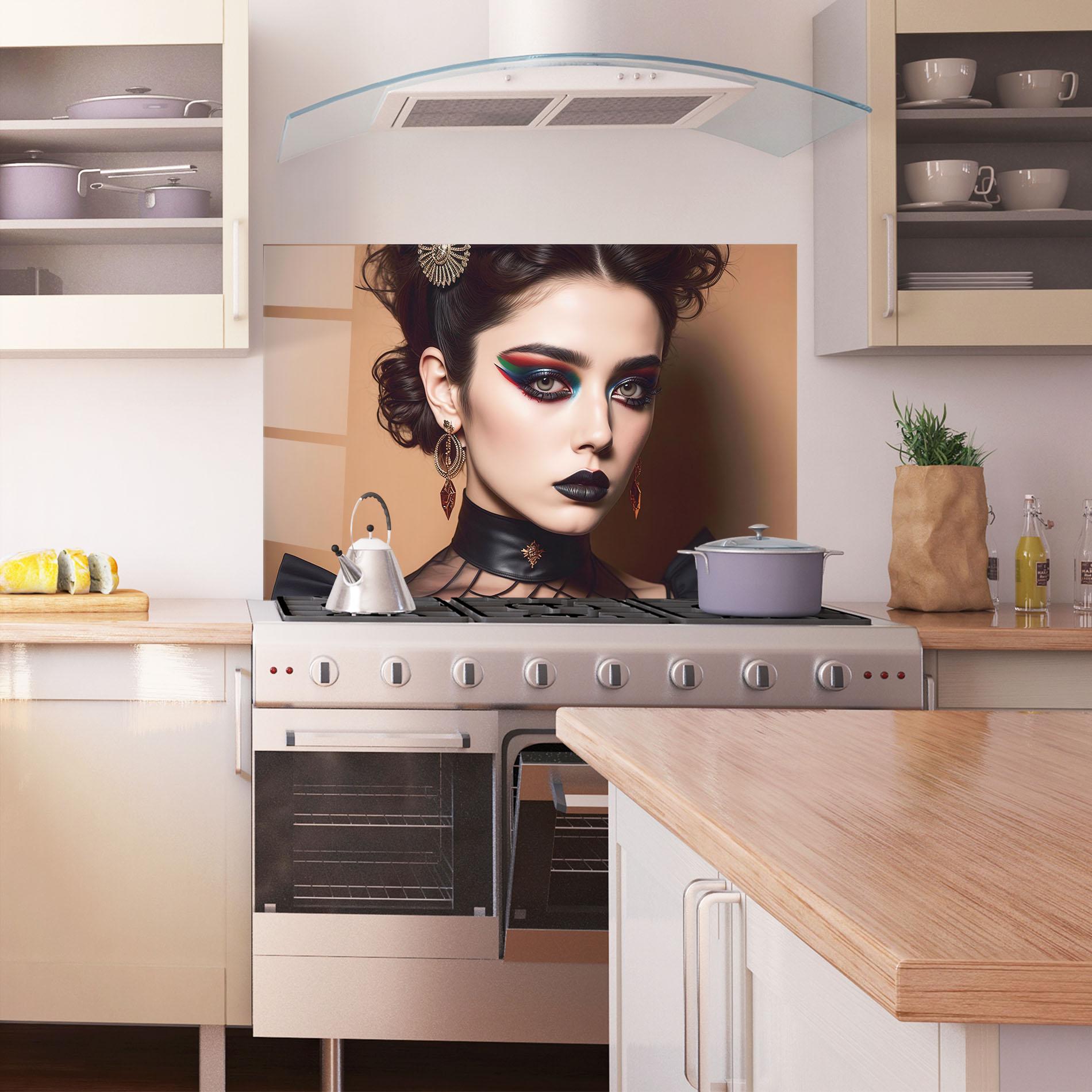Küchenrückwand Glas Black Lips Makeup mockup 1