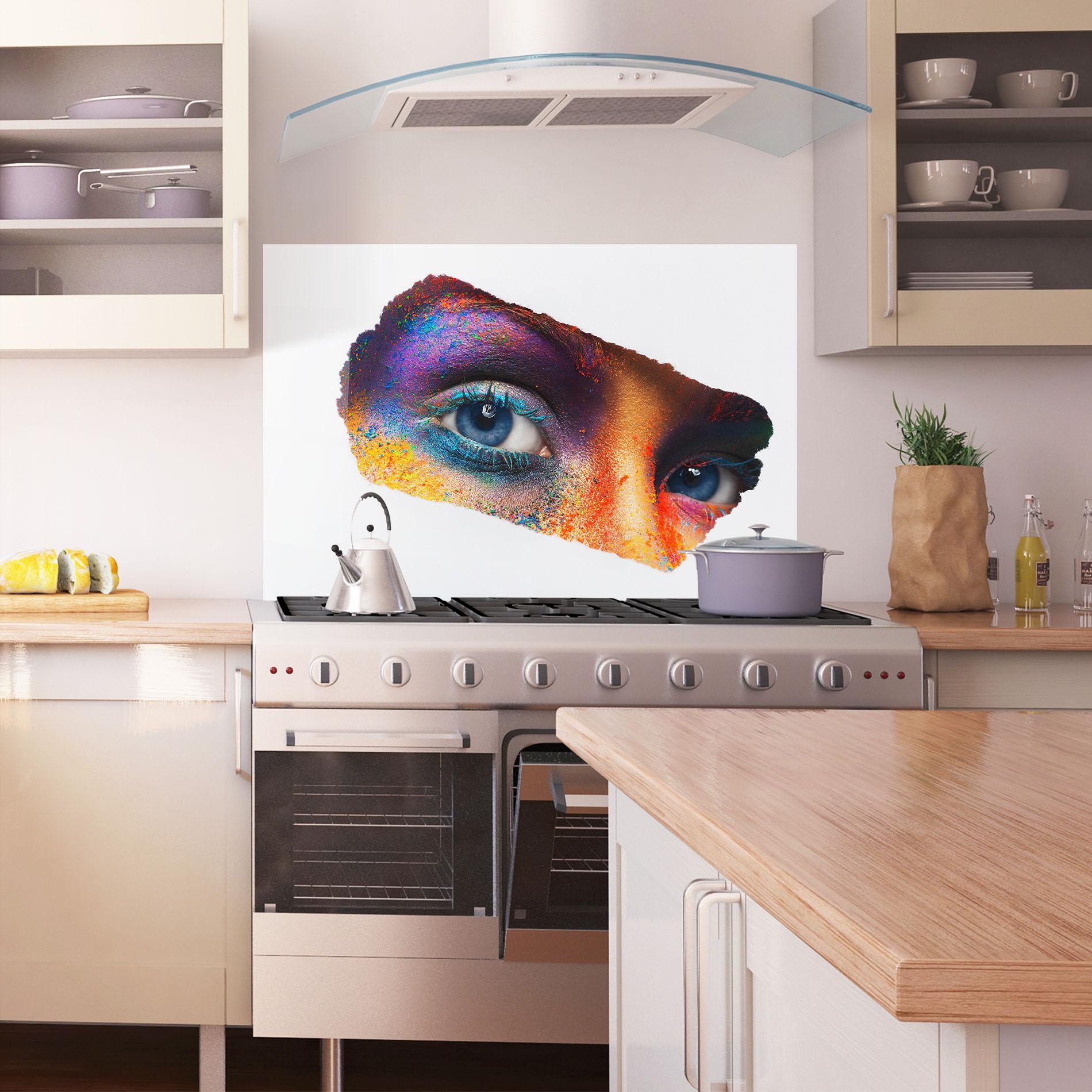 Küchenrückwand Glas Female Colourful Makeup mockup 1