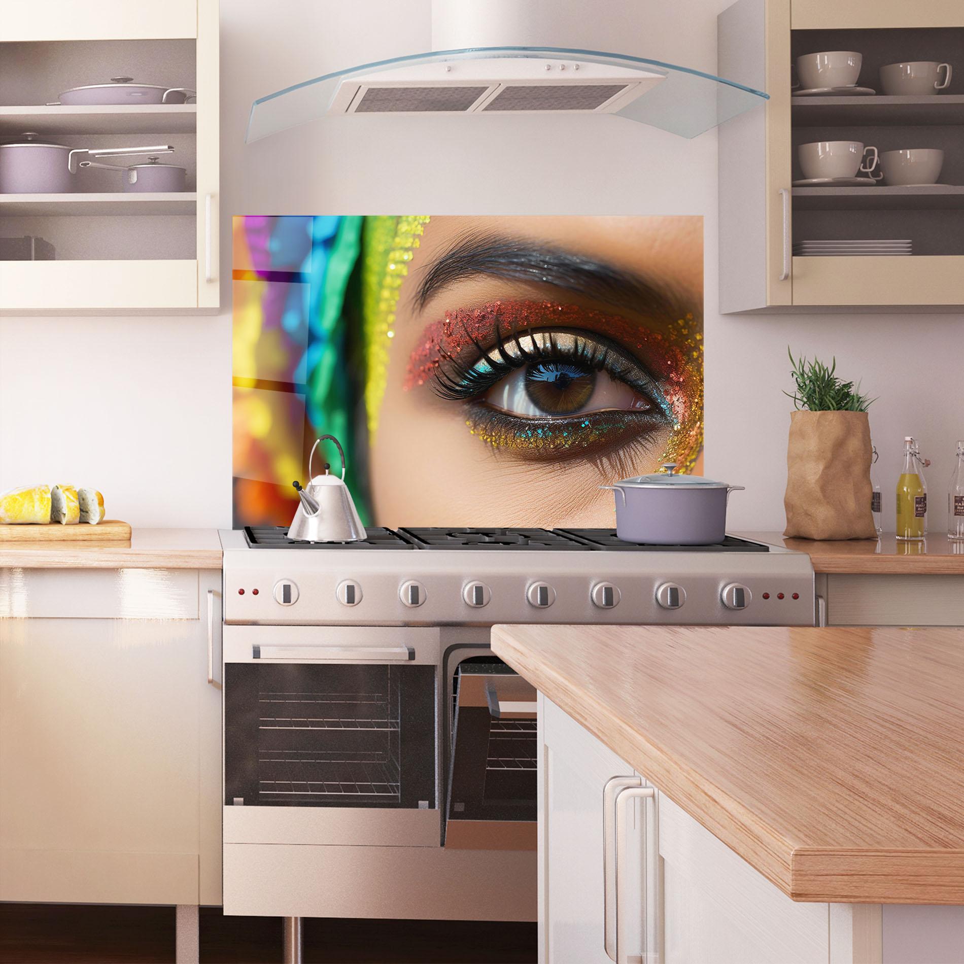 Küchenrückwand Glas Rainbow Pattern Makeup mockup 1