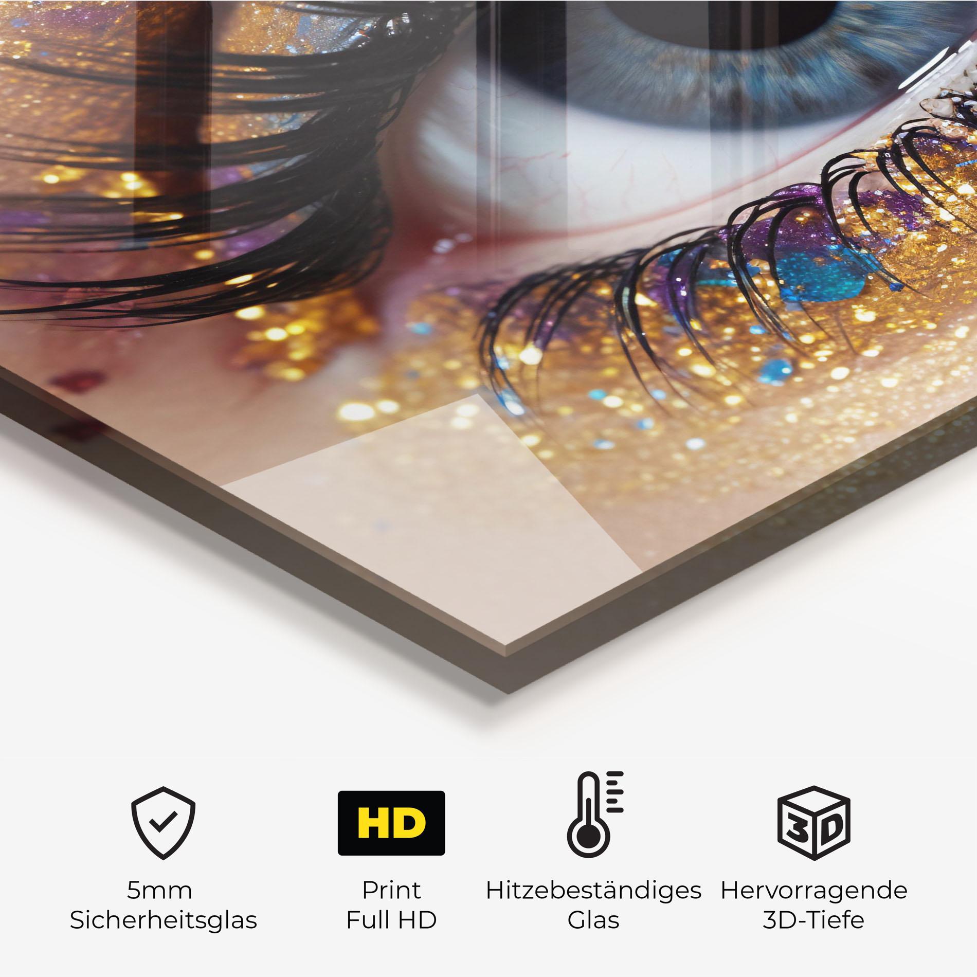 Küchenrückwand Glas Blue Eye Make Up mockup 2