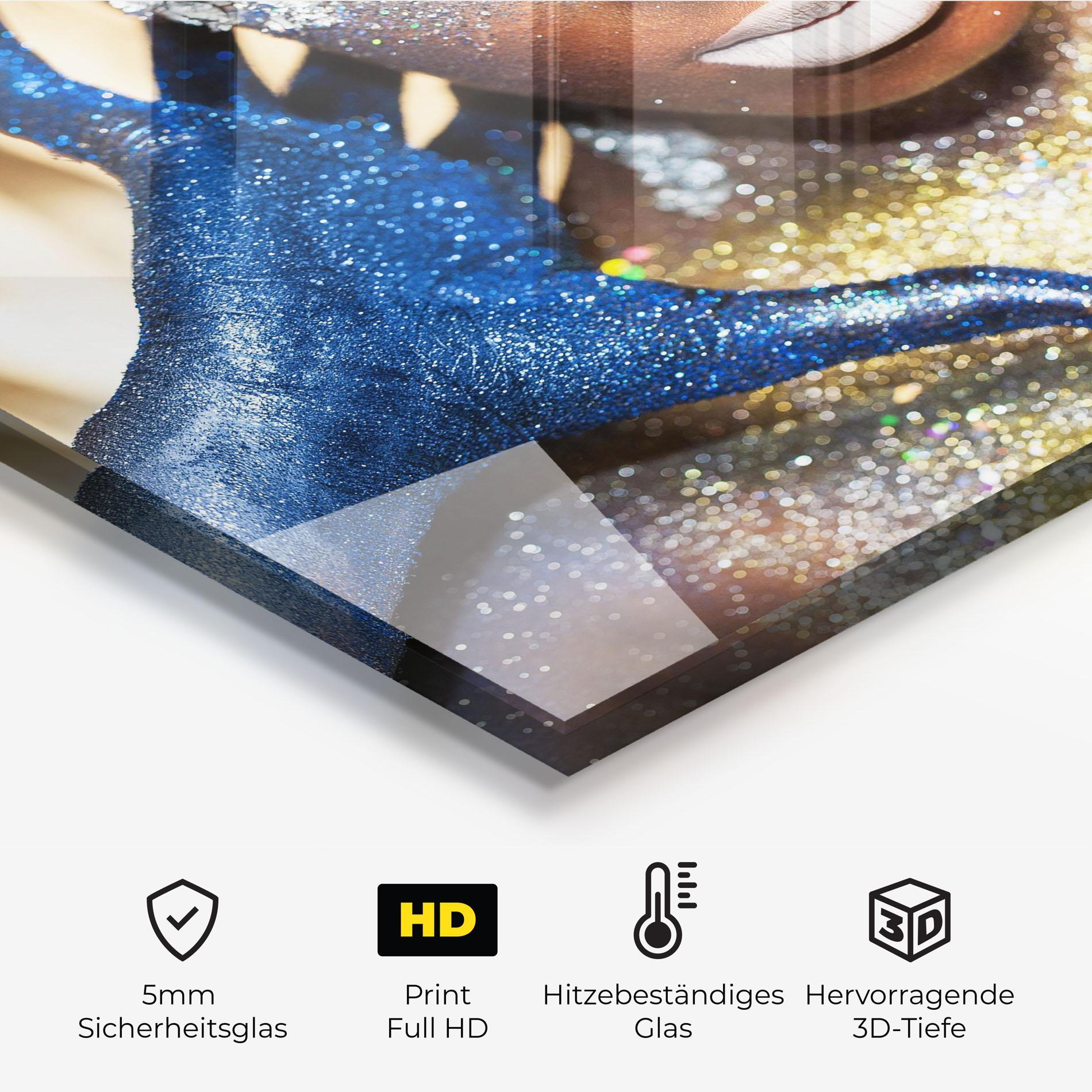 Küchenrückwand Glas Glue Gold Glitter mockup 2