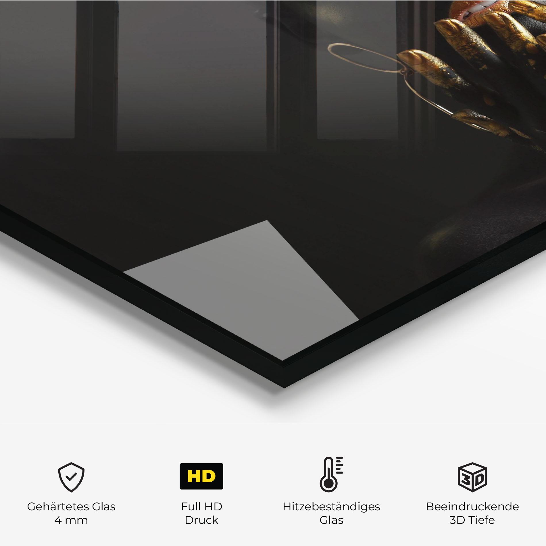 Küchenrückwand Glas Black Golden Makeup mockup 2