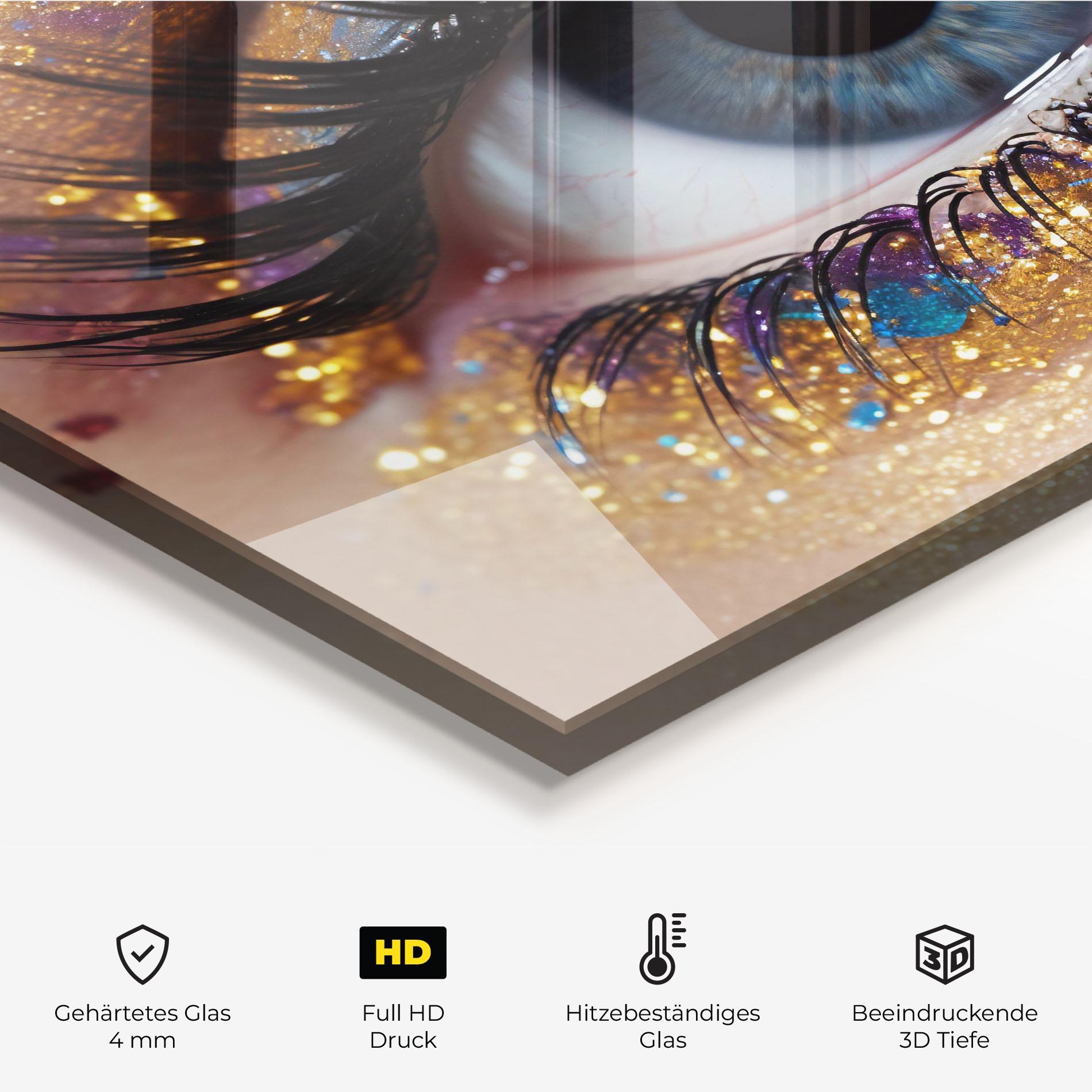 Küchenrückwand Glas Blue Eye Make Up mockup 2