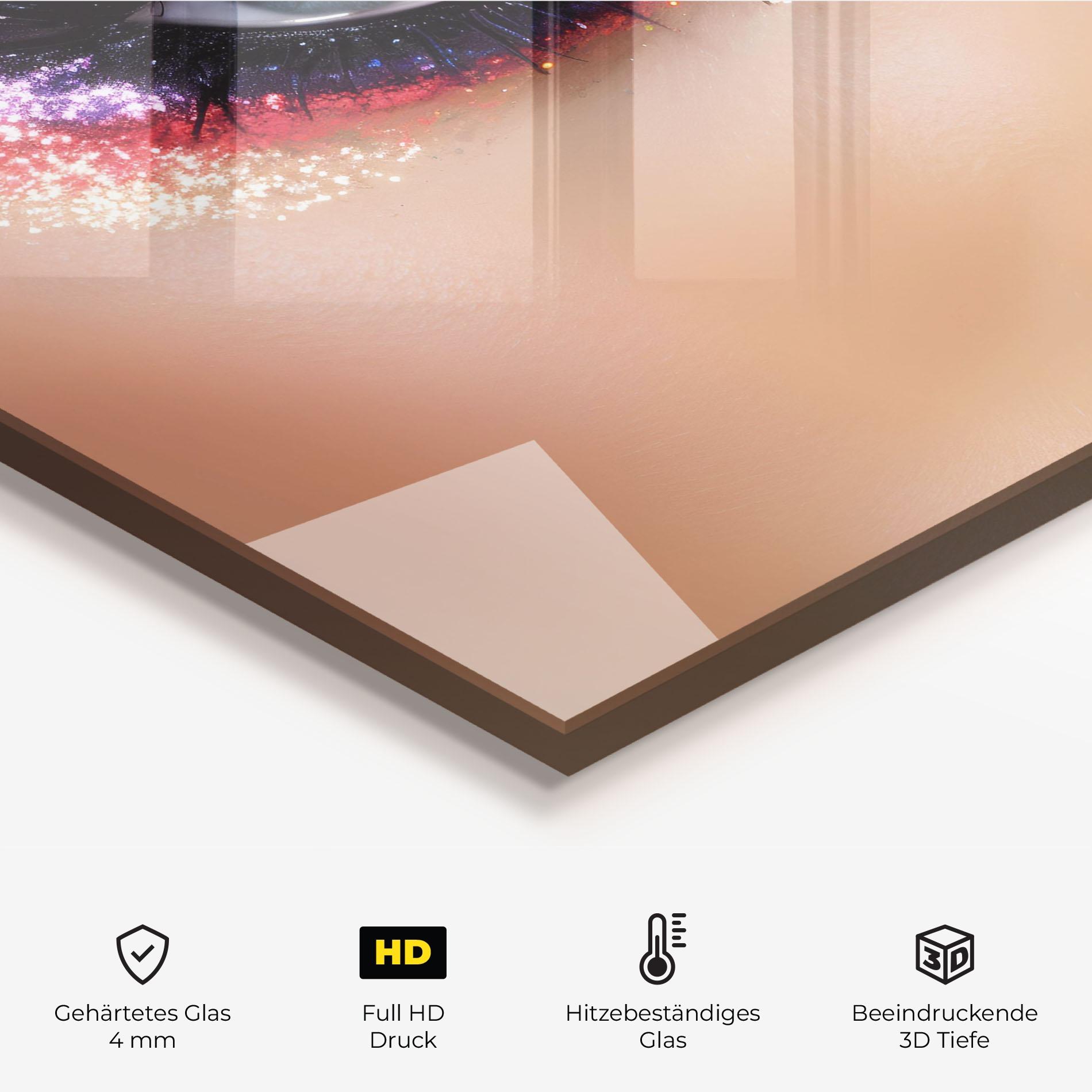 Küchenrückwand Glas Feminine Makeup Model mockup 2