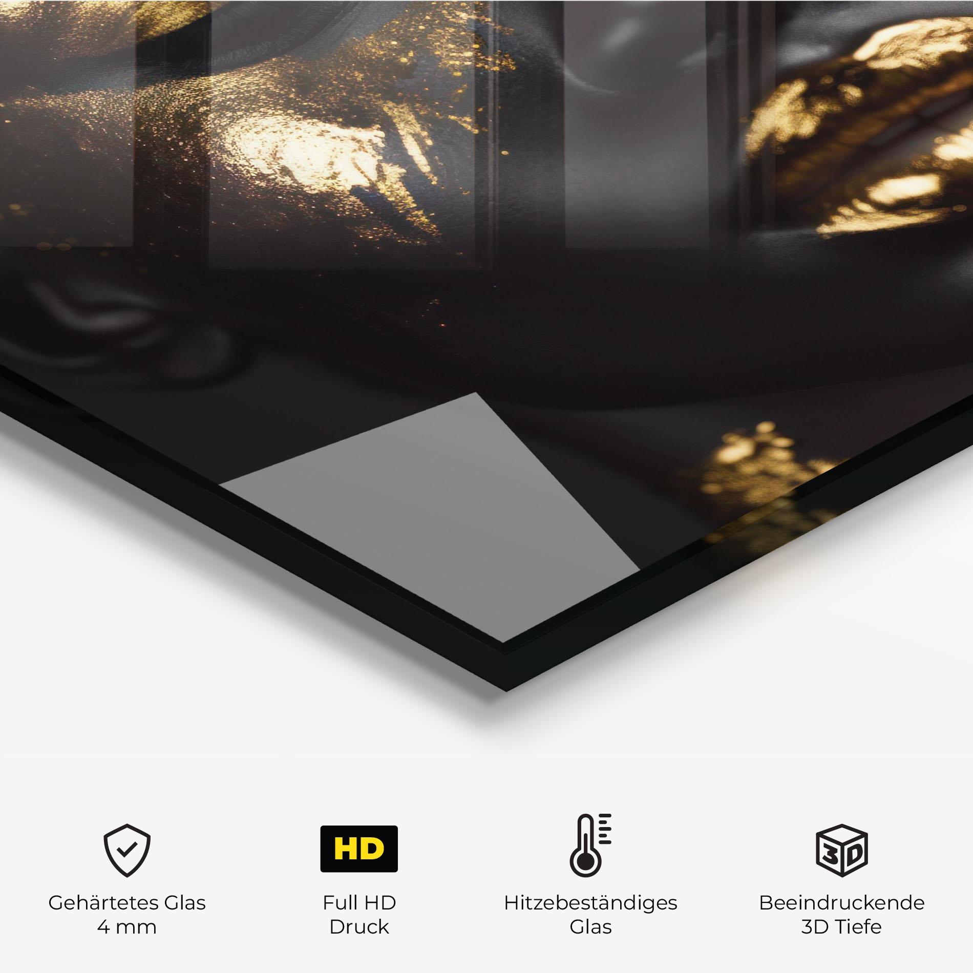 Küchenrückwand Glas Gold Eyes Makeup mockup 2