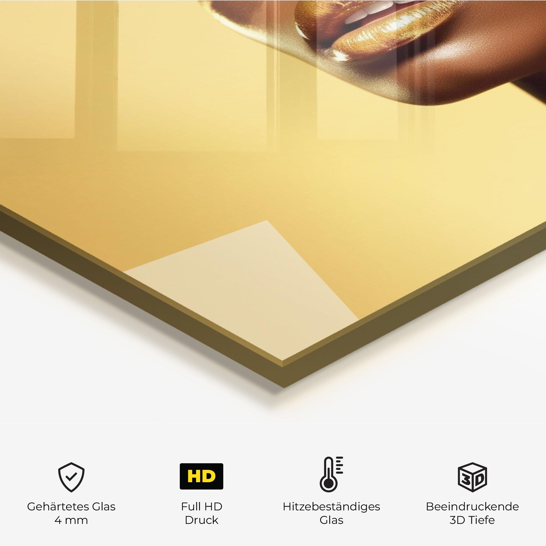 Küchenrückwand Glas Gold Headdress mockup 2