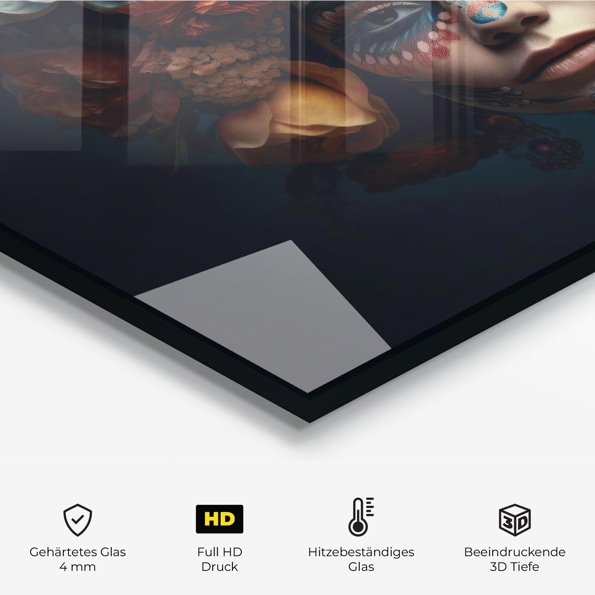 Küchenrückwand Glas Skull Makeup mockup 2