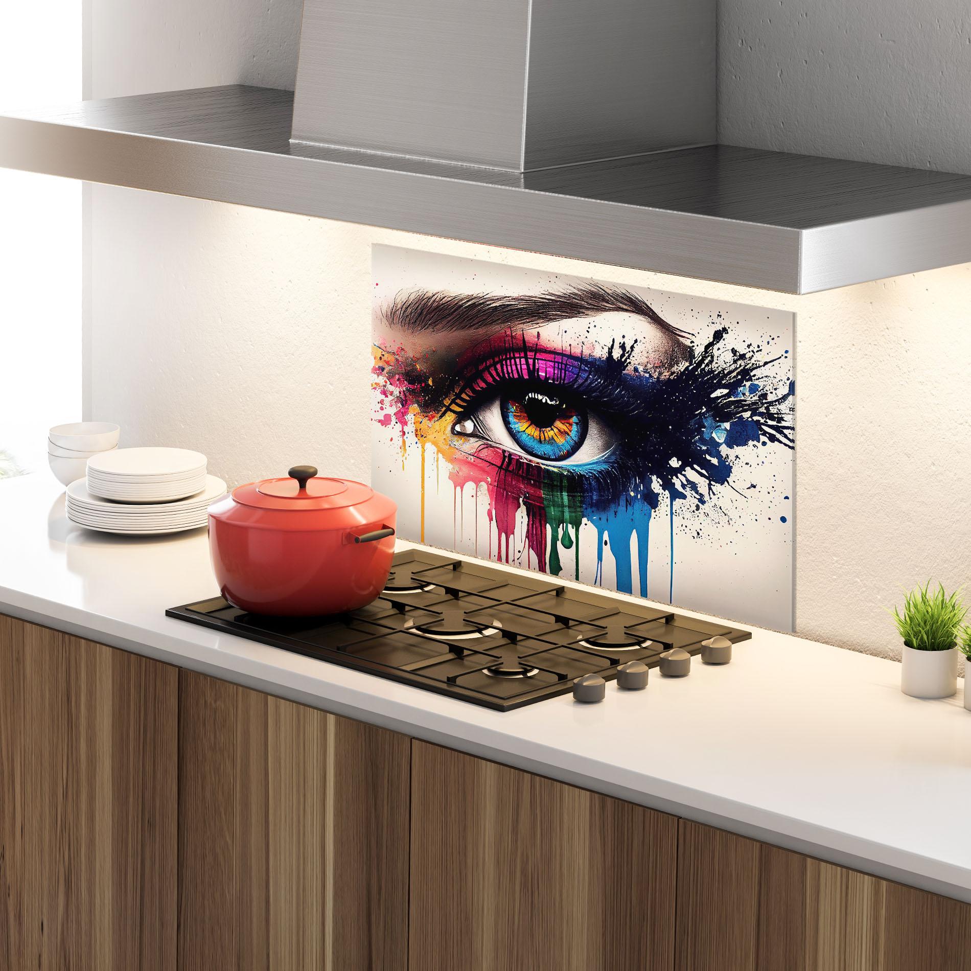 Küchenrückwand Glas Vibrant Makeup mockup 4