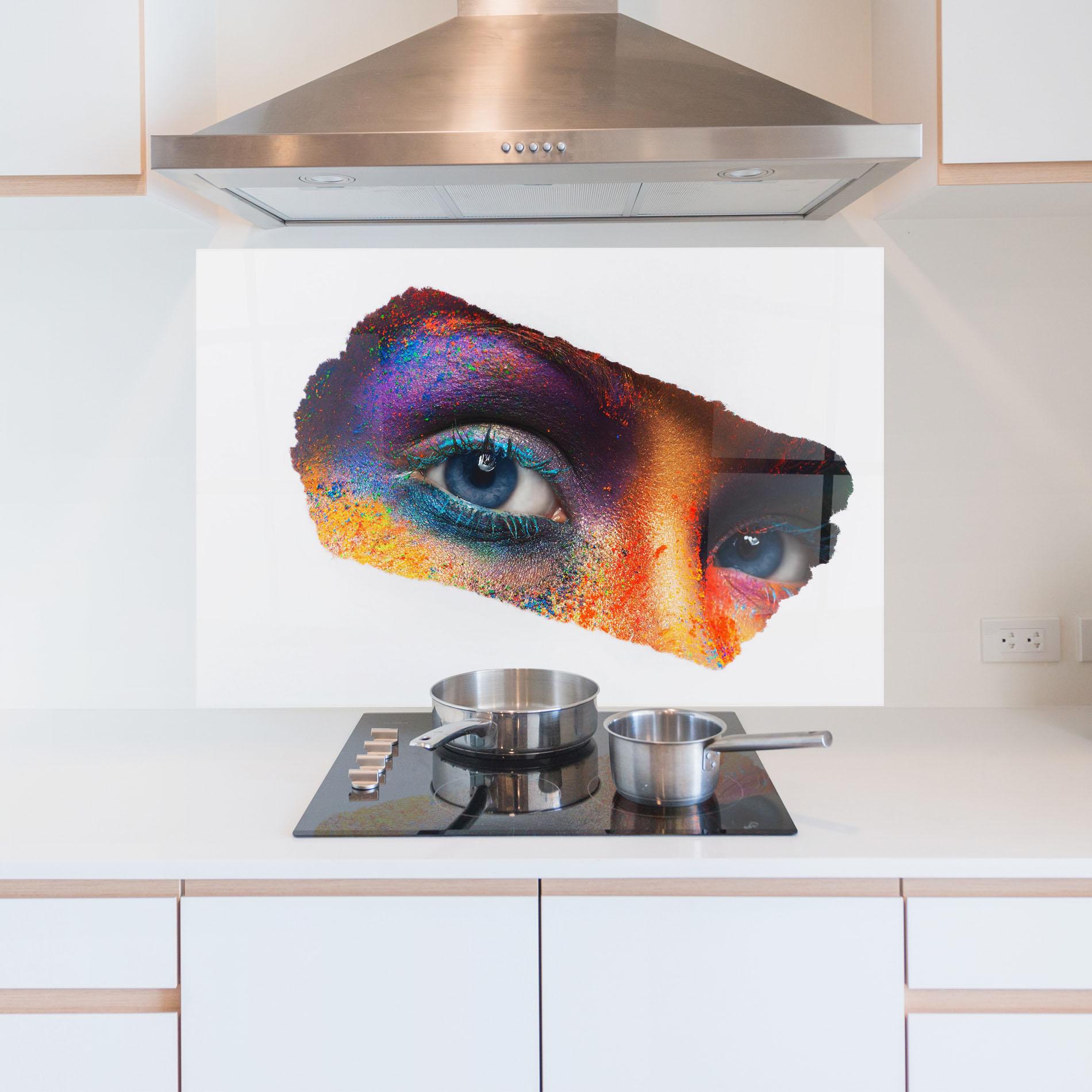 Küchenrückwand Glas Female Colourful Makeup mockup 5