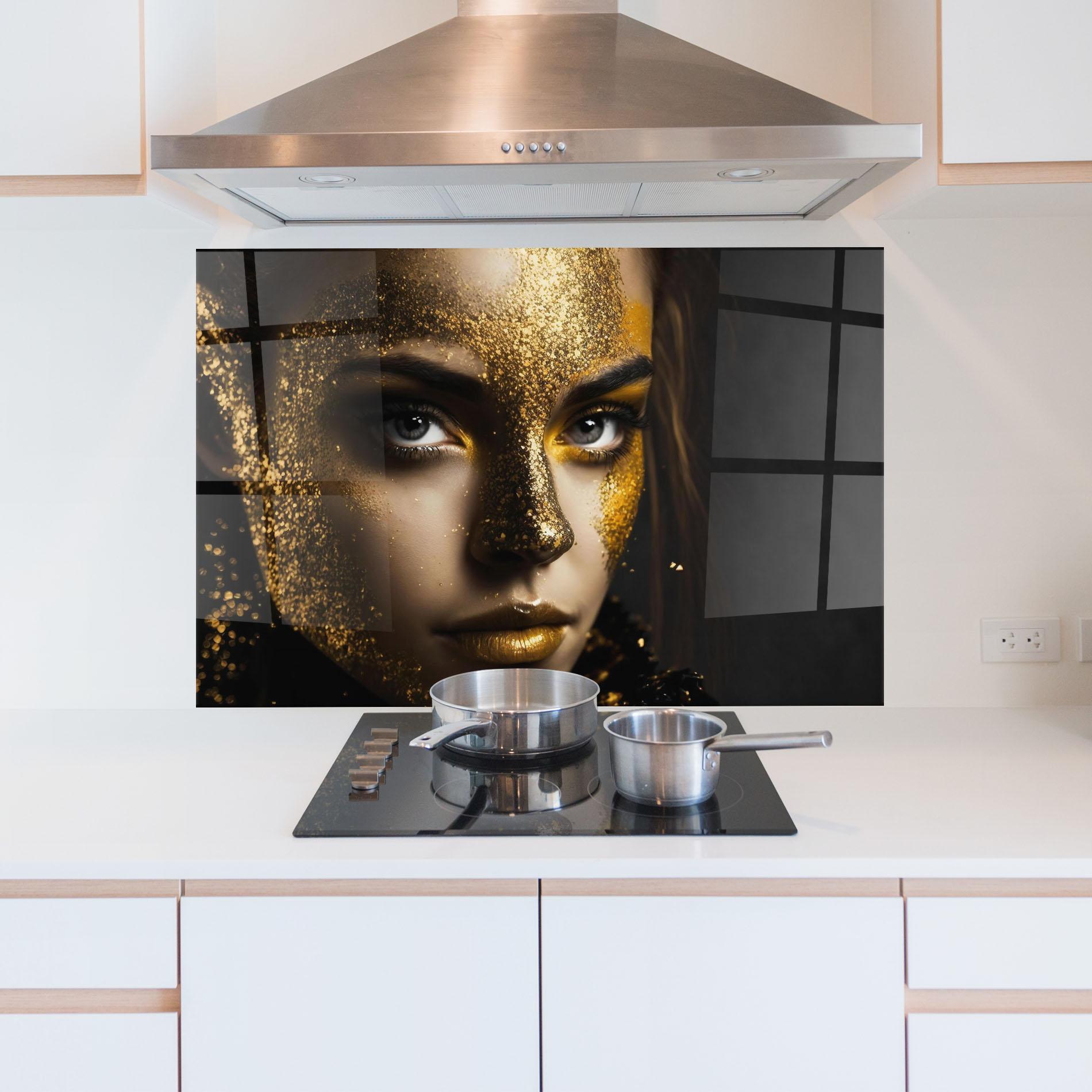 Küchenrückwand Glas Grey Cat Eye Makeup mockup 5