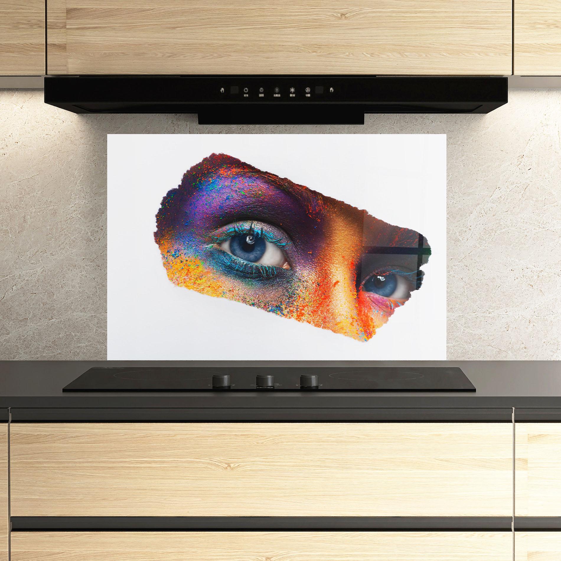 Küchenrückwand Glas Female Colourful Makeup mockup 3