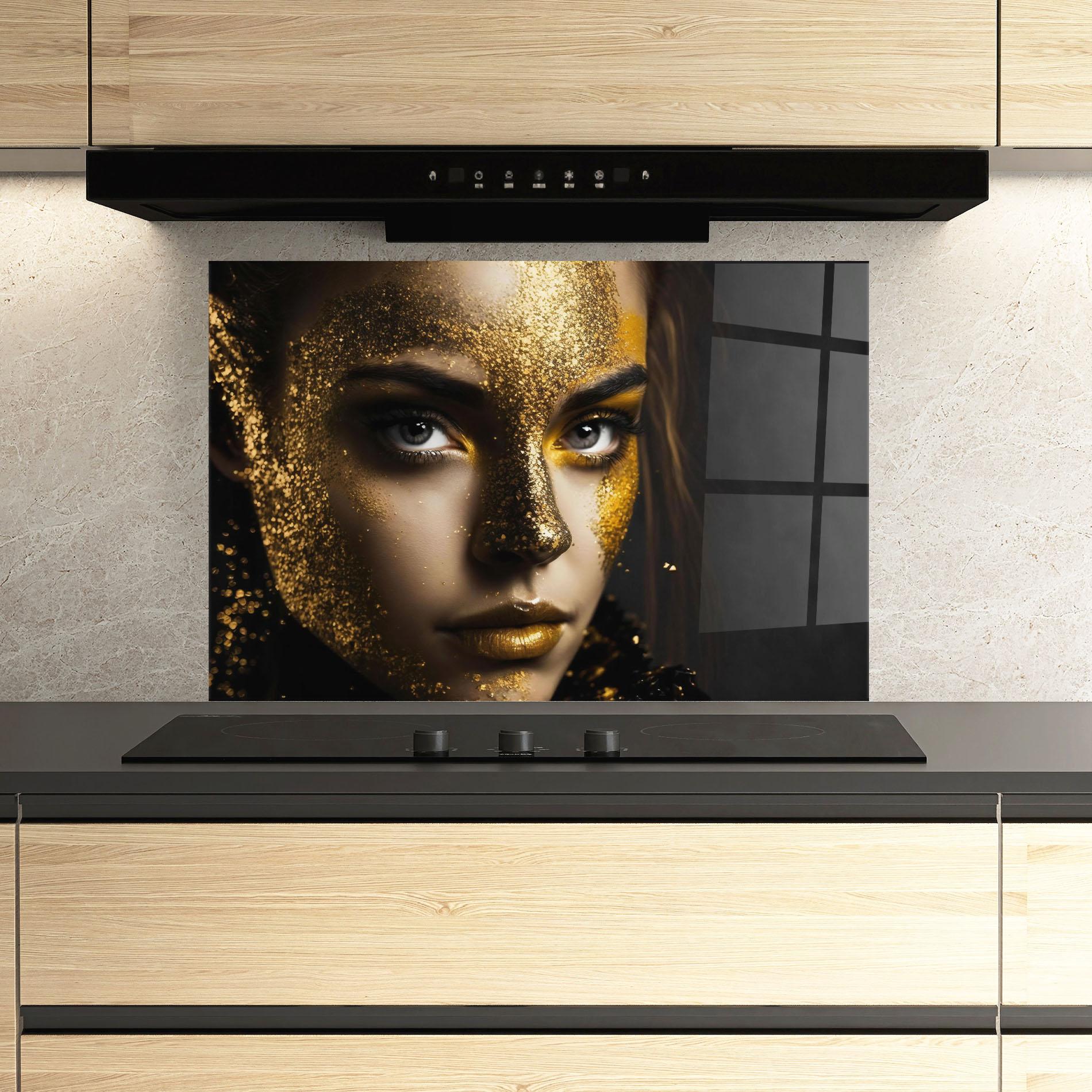 Küchenrückwand Glas Grey Cat Eye Makeup mockup 3