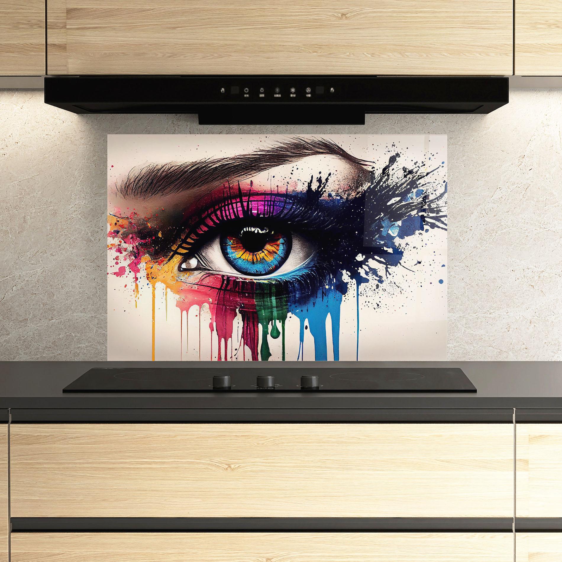 Küchenrückwand Glas Vibrant Makeup mockup 3