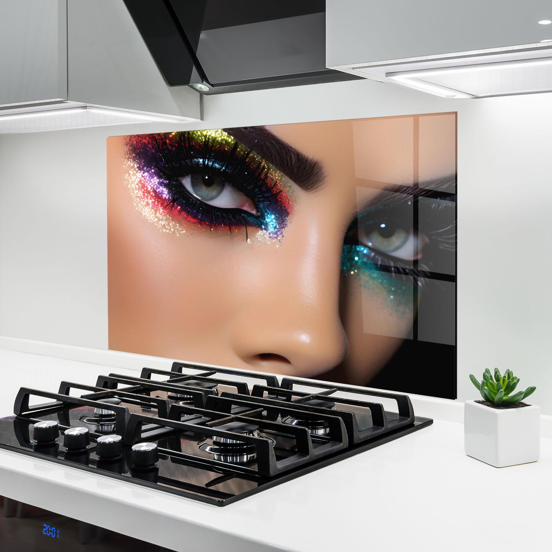 Küchenrückwand Glas Feminine Makeup Model mockup 6