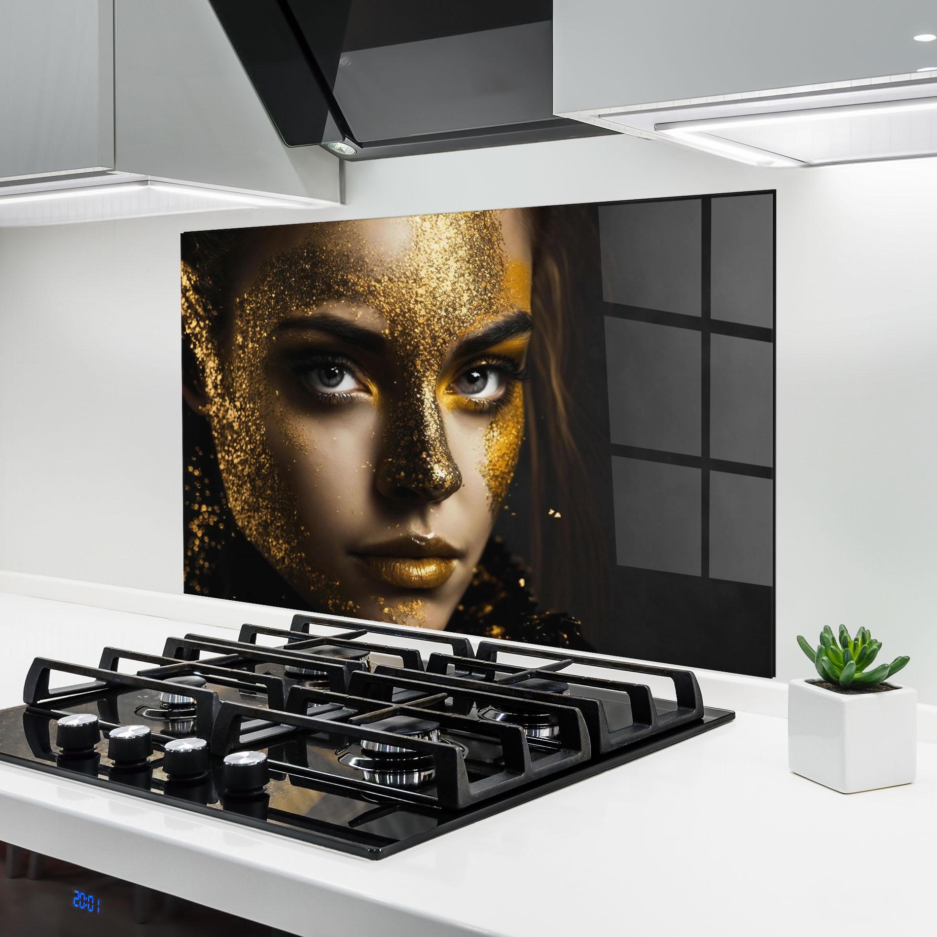 Küchenrückwand Glas Grey Cat Eye Makeup mockup 6