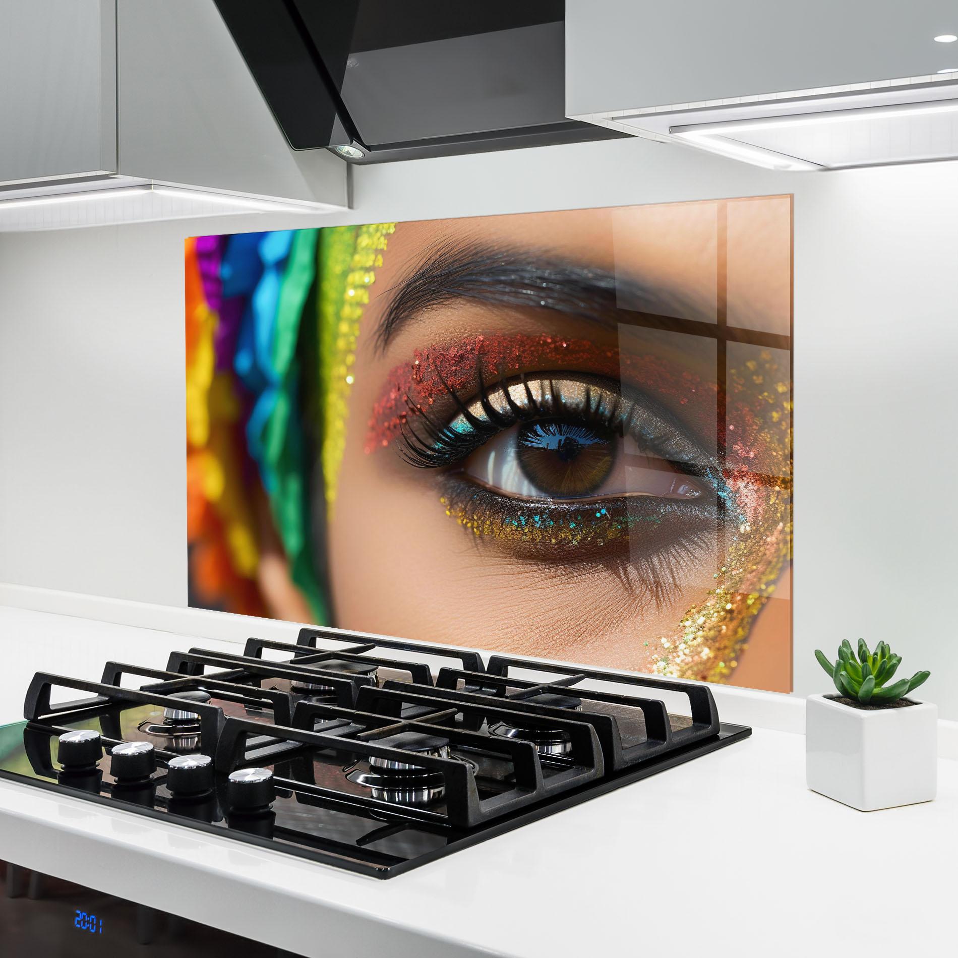 Küchenrückwand Glas Rainbow Pattern Makeup mockup 6