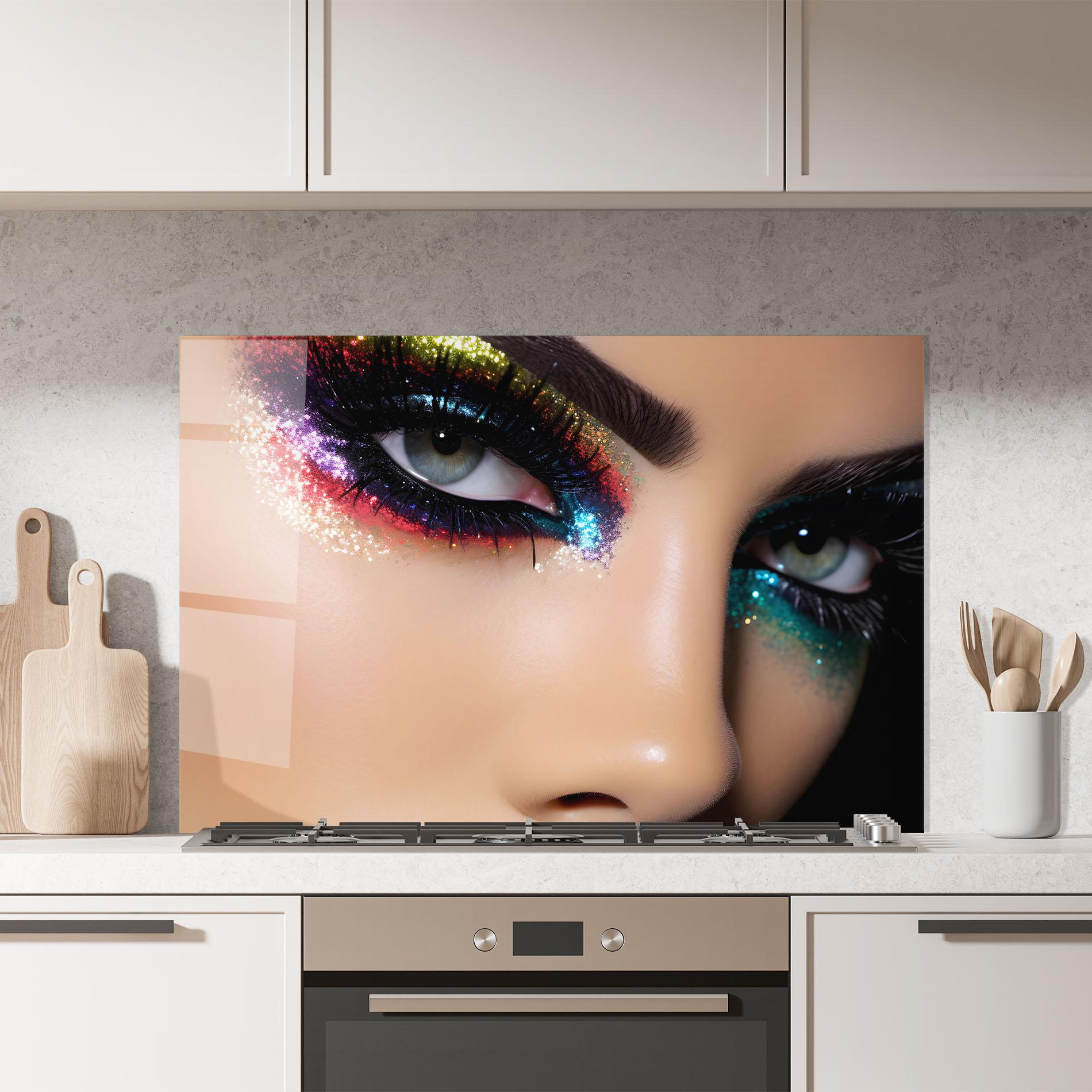 Küchenrückwand Glas Feminine Makeup Model mockup 7