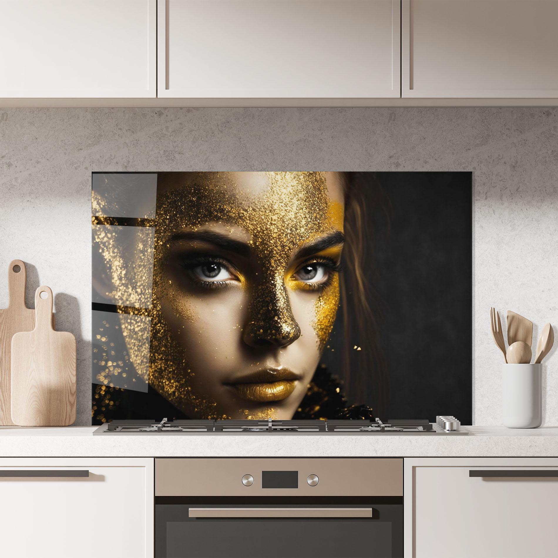 Küchenrückwand Glas Grey Cat Eye Makeup mockup 7