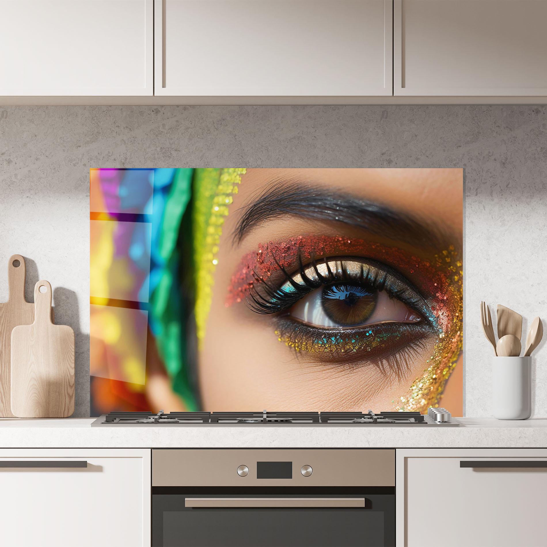 Küchenrückwand Glas Rainbow Pattern Makeup mockup 7