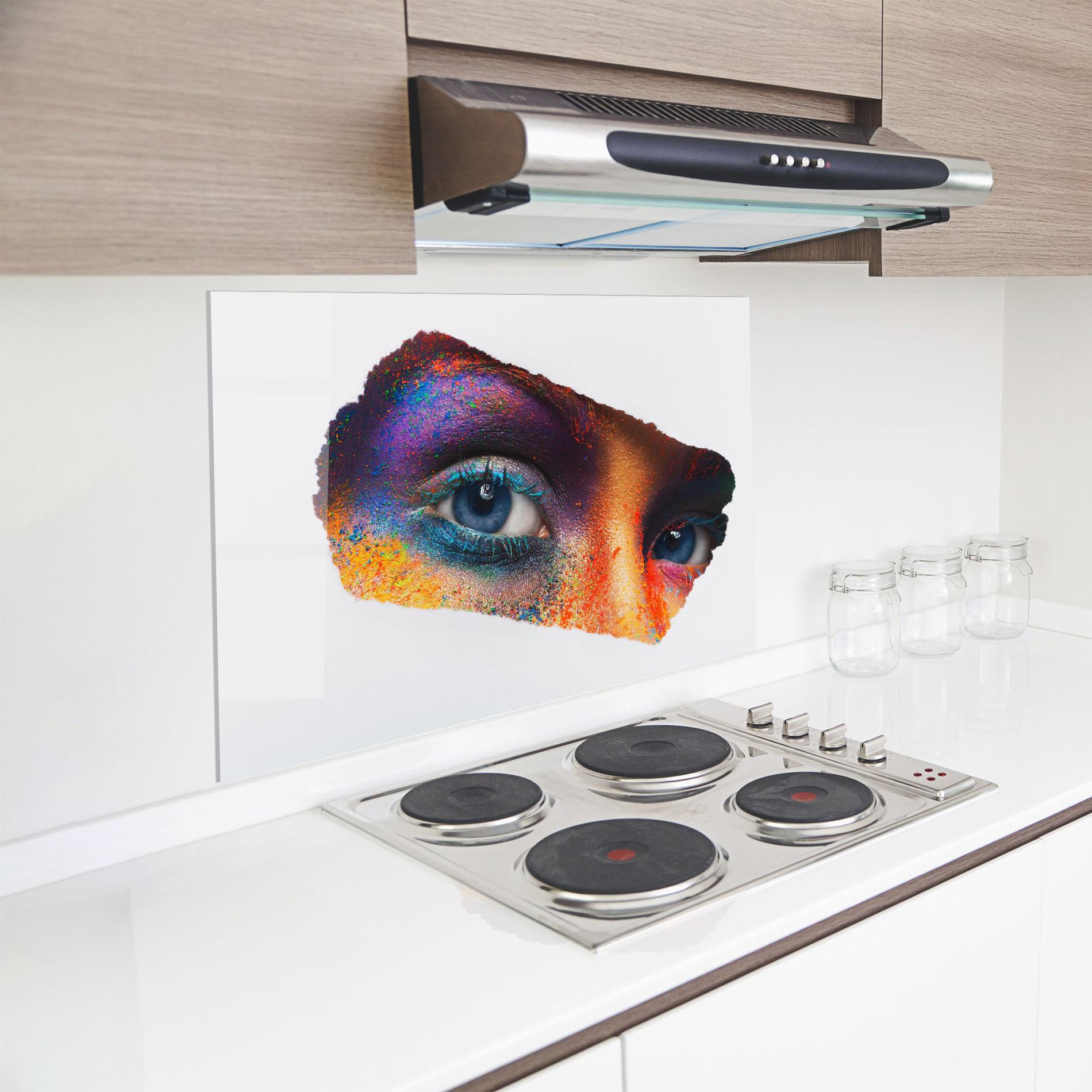 Küchenrückwand Glas Female Colourful Makeup mockup 8