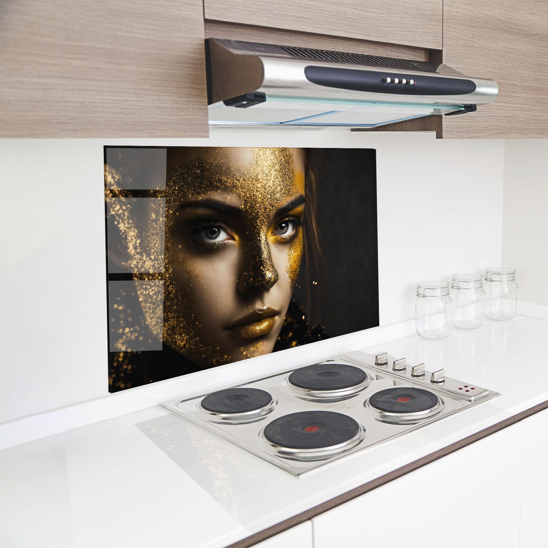 Küchenrückwand Glas Grey Cat Eye Makeup mockup 8