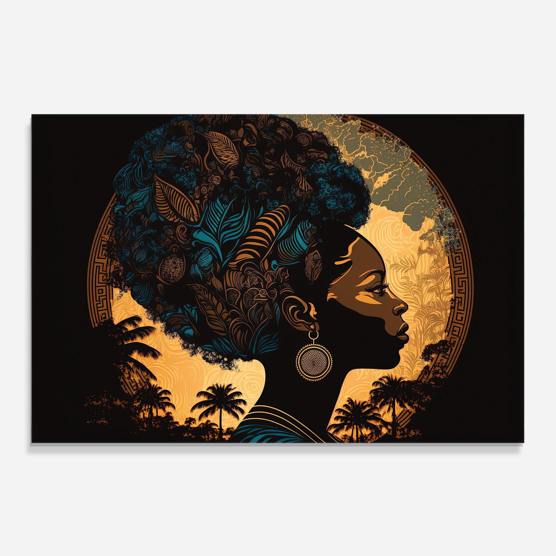 Küchenrückwand Glas African Profile Woman mockup 0