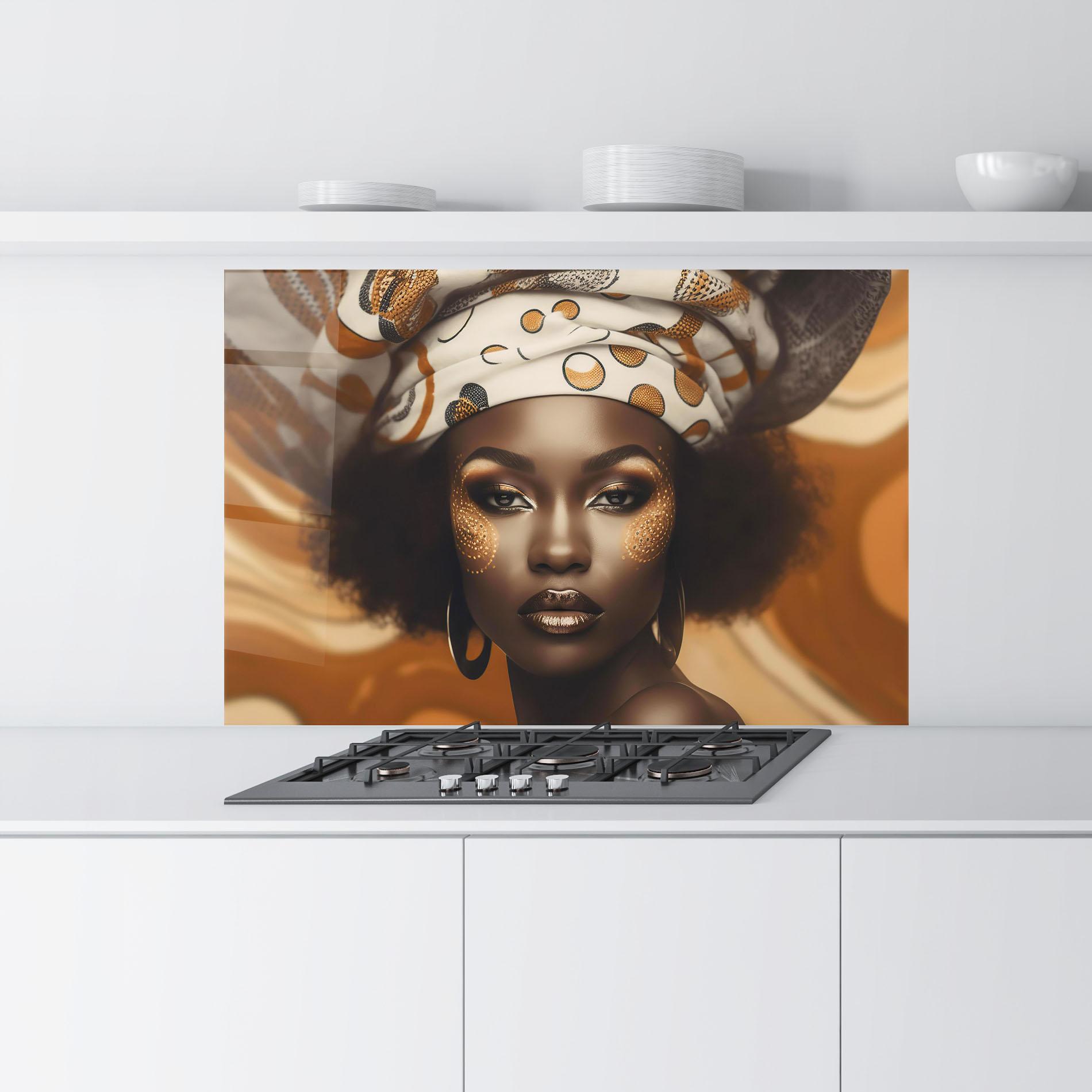 Küchenrückwand Glas Abstract African Woman mockup 9