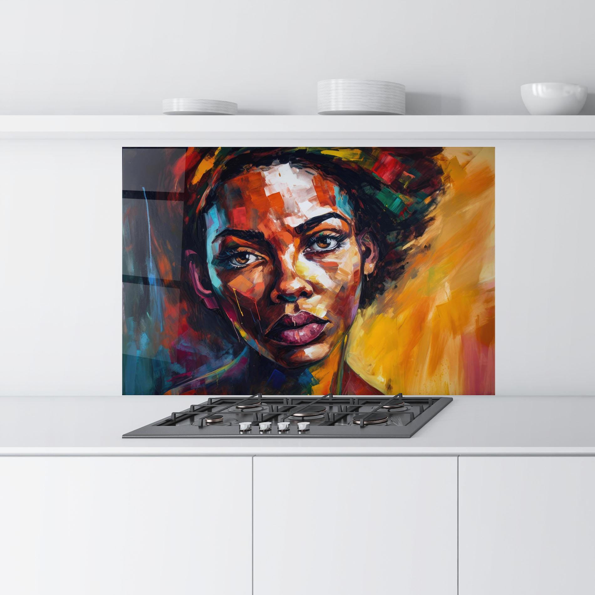 Küchenrückwand Glas African Interesting Expression mockup 9