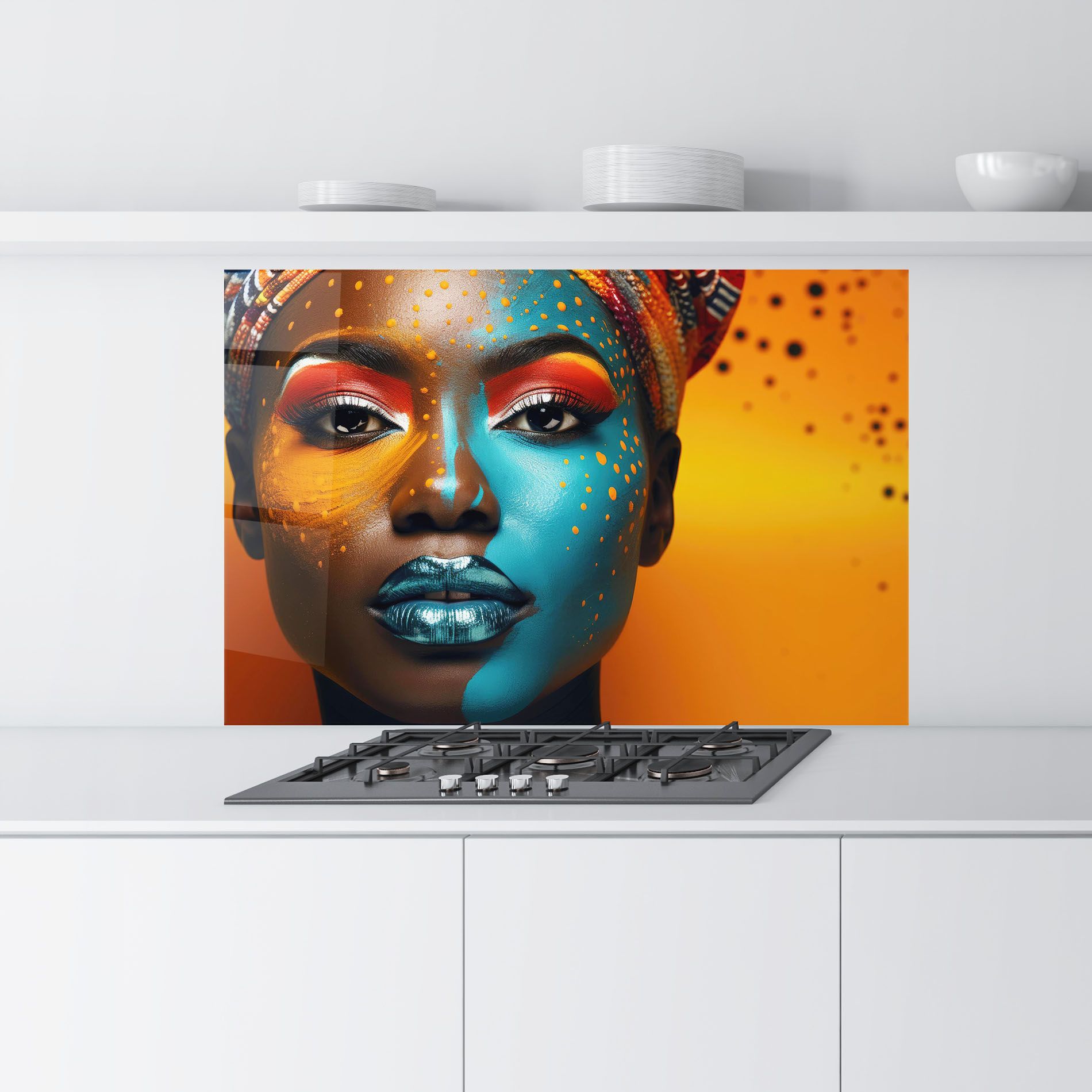 Blue Brown Skin Woman mockup 9