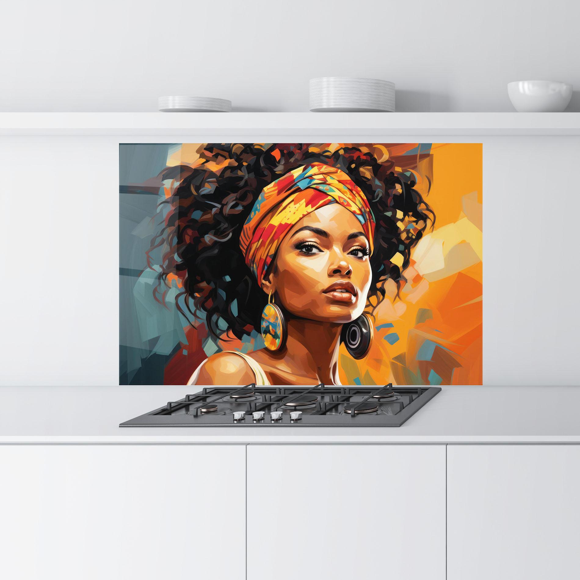 Küchenrückwand Glas Colorful Ethic Portrait mockup 9