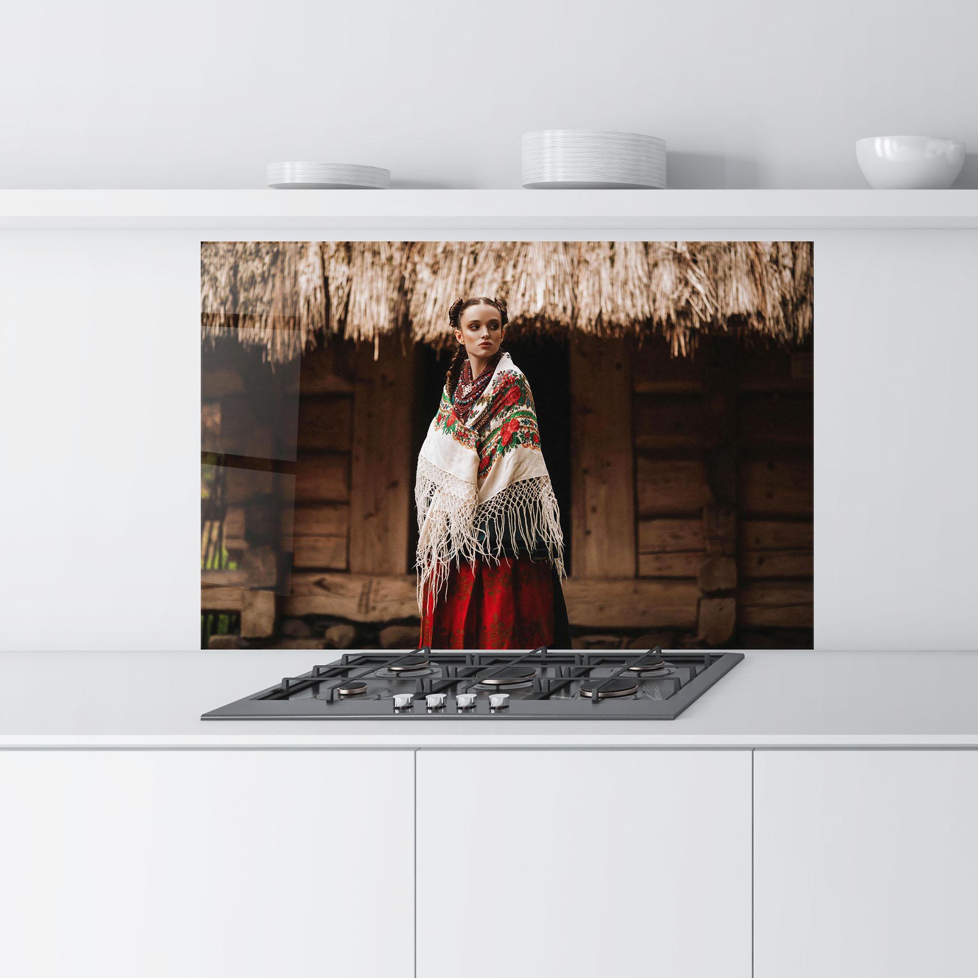 Küchenrückwand Glas Ukrainian Dress mockup 9