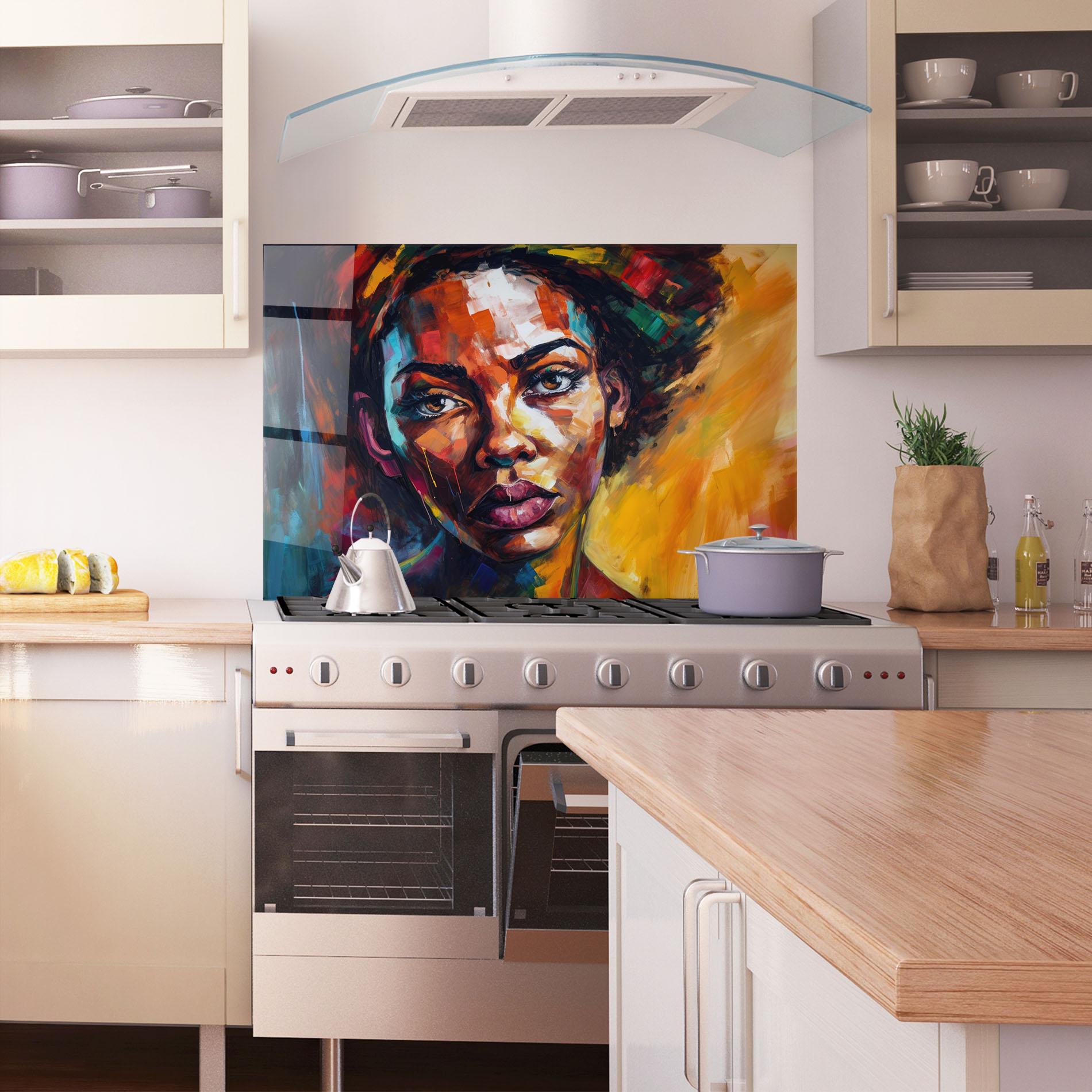Küchenrückwand Glas African Interesting Expression mockup 1