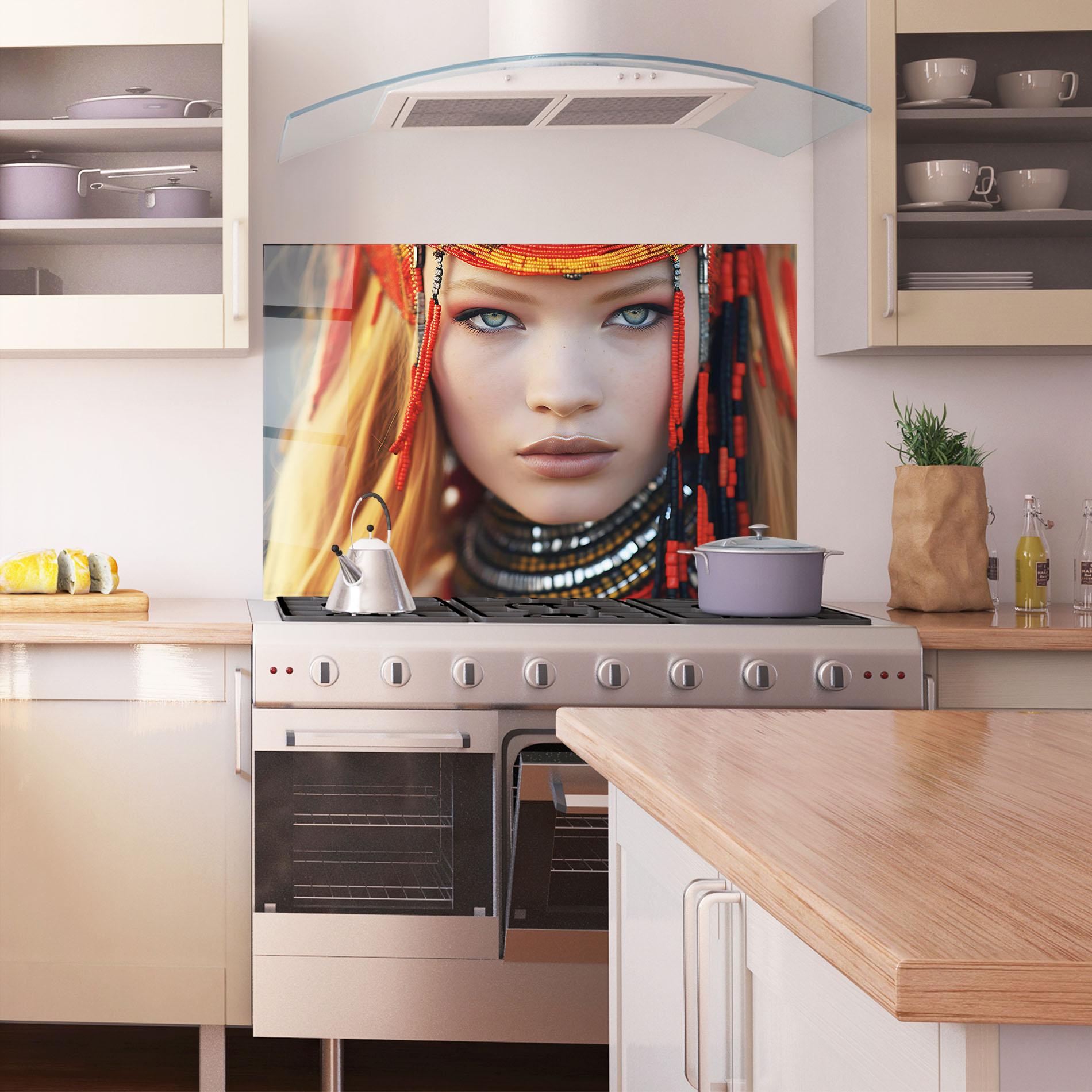 Küchenrückwand Glas Closeup Portrait Pretty Eyes mockup 1