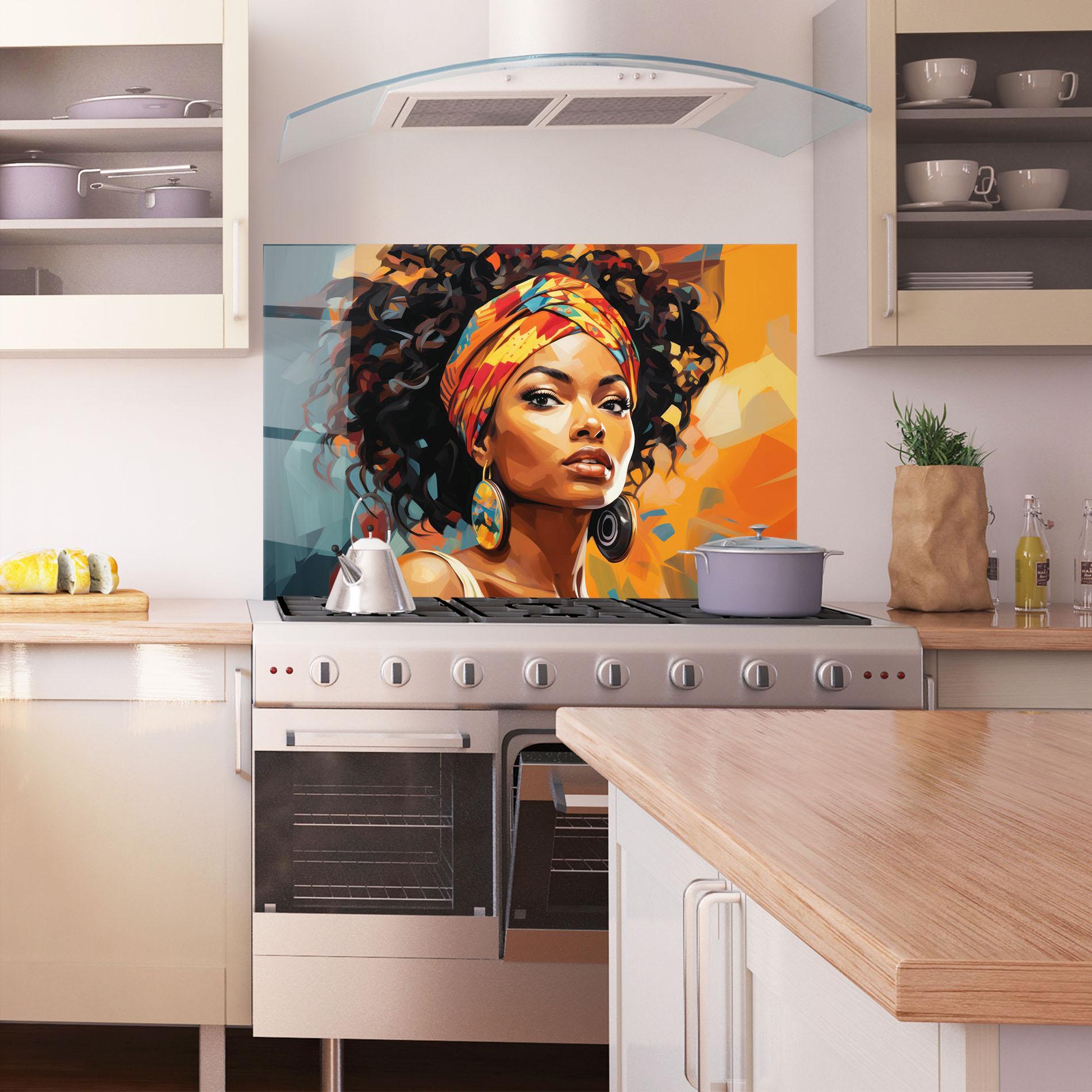 Küchenrückwand Glas Colorful Ethic Portrait mockup 1