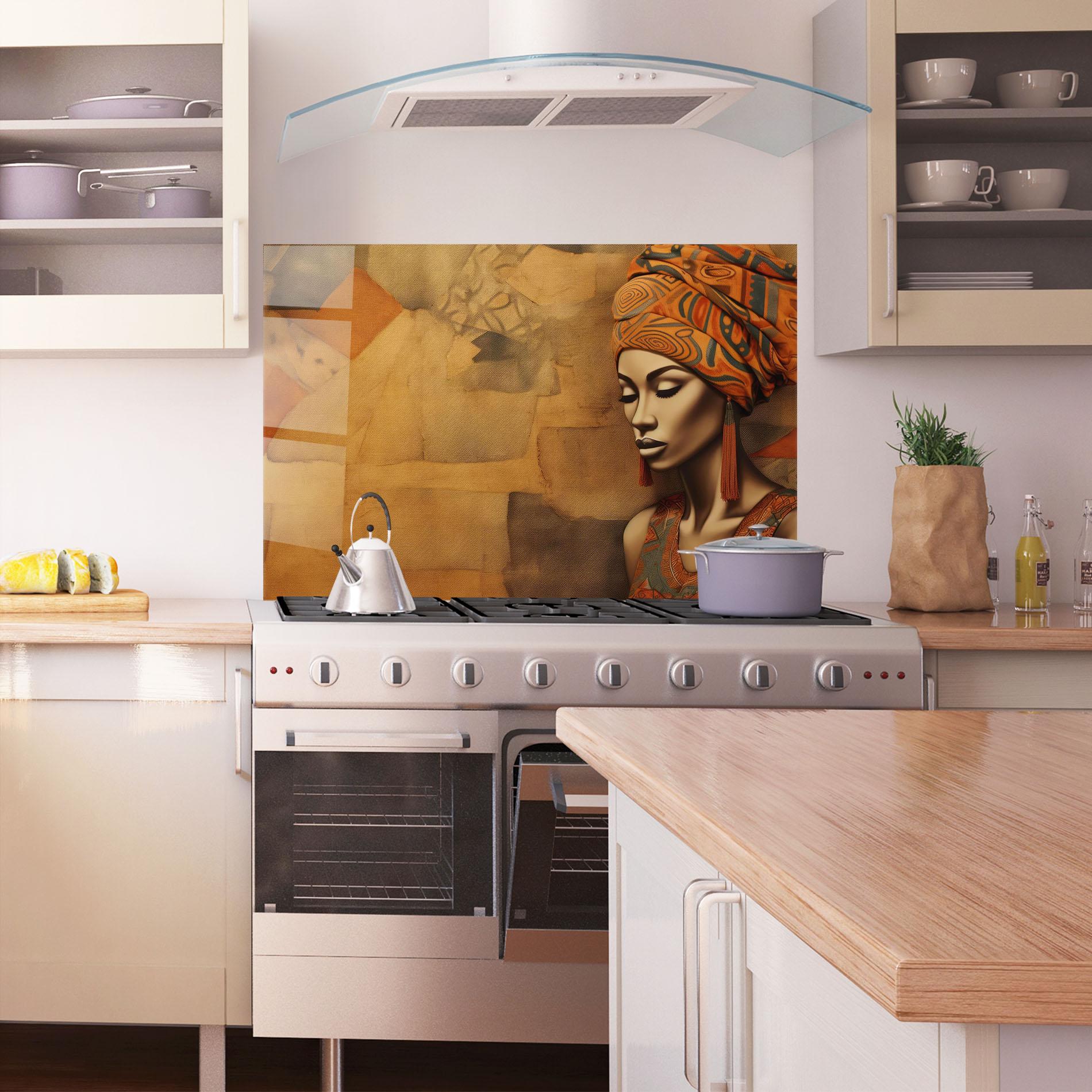 Küchenrückwand Glas Contemporary African Art mockup 1