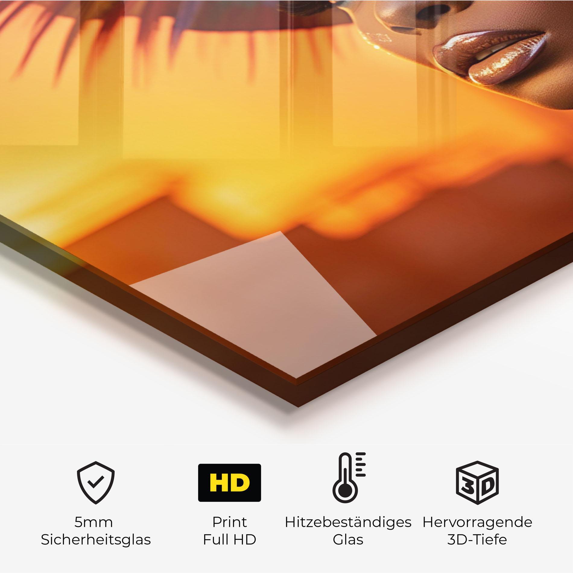 Küchenrückwand Glas Elaborate Makeup Woman mockup 2